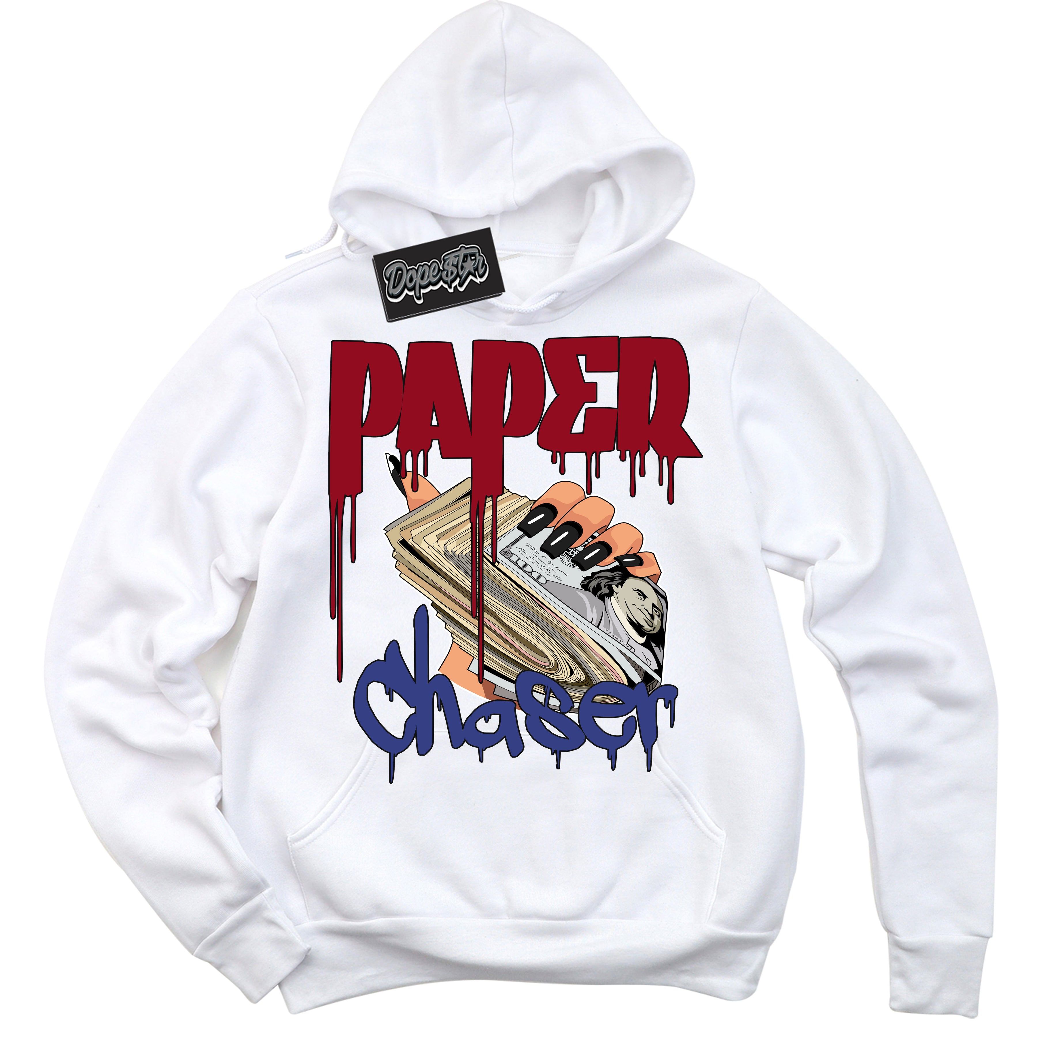 Cool White Hoodie with “ Paper Chaser ” design that Perfectly Matches Playoffs 8s Sneakers.