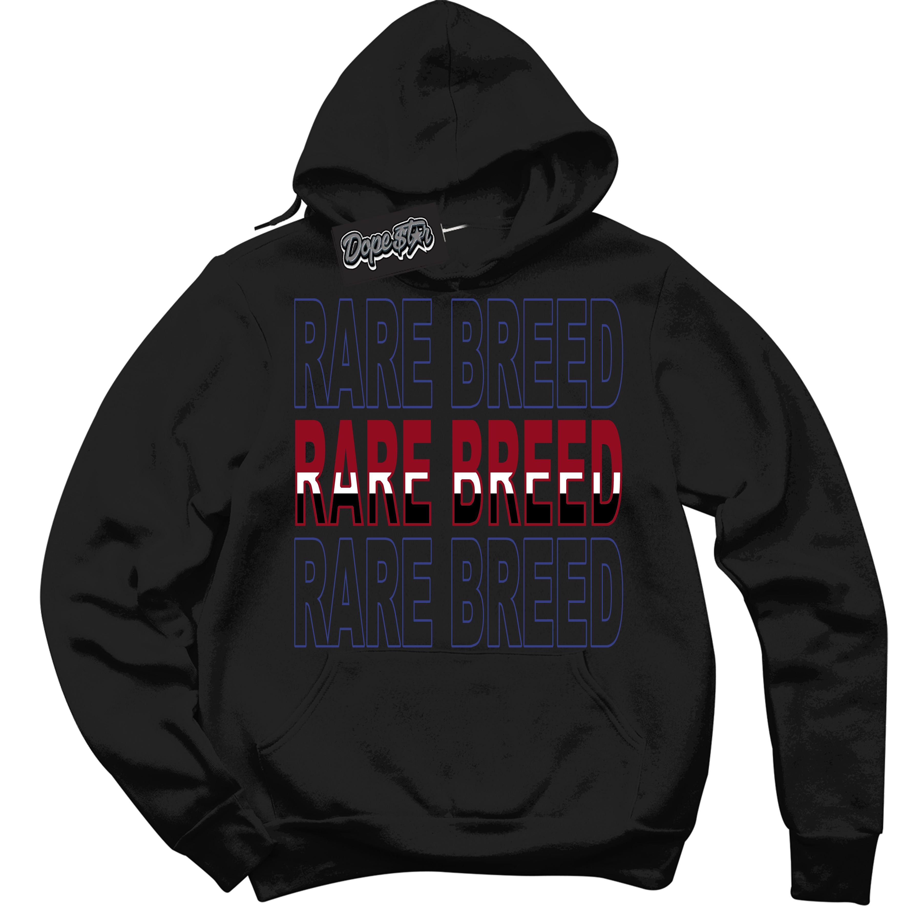 Cool Black Hoodie with “ Rare Breed ” design that Perfectly Matches Playoffs 8s Sneakers.