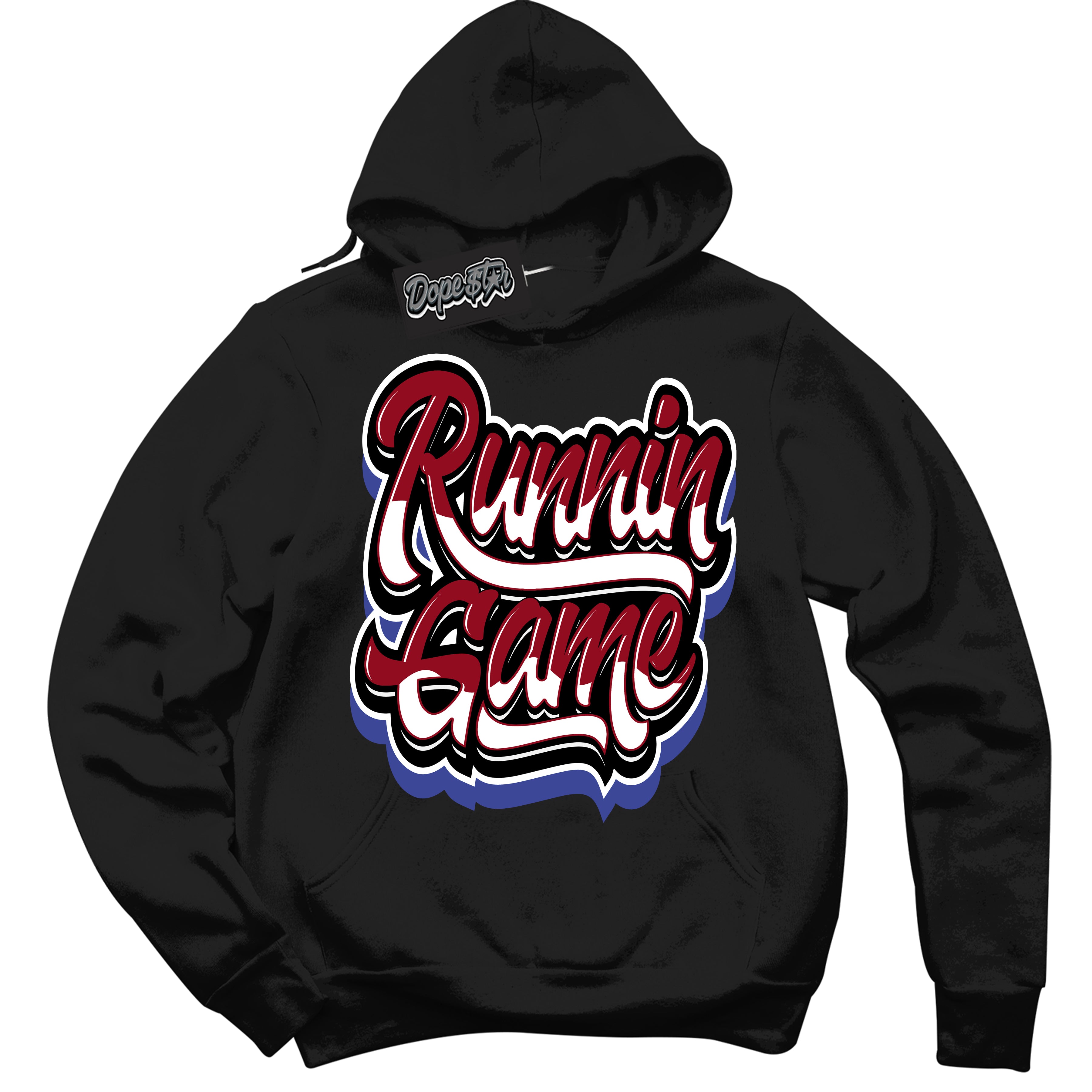 Cool Black Hoodie with “ Running Game ” design that Perfectly Matches Playoffs 8s Sneakers.