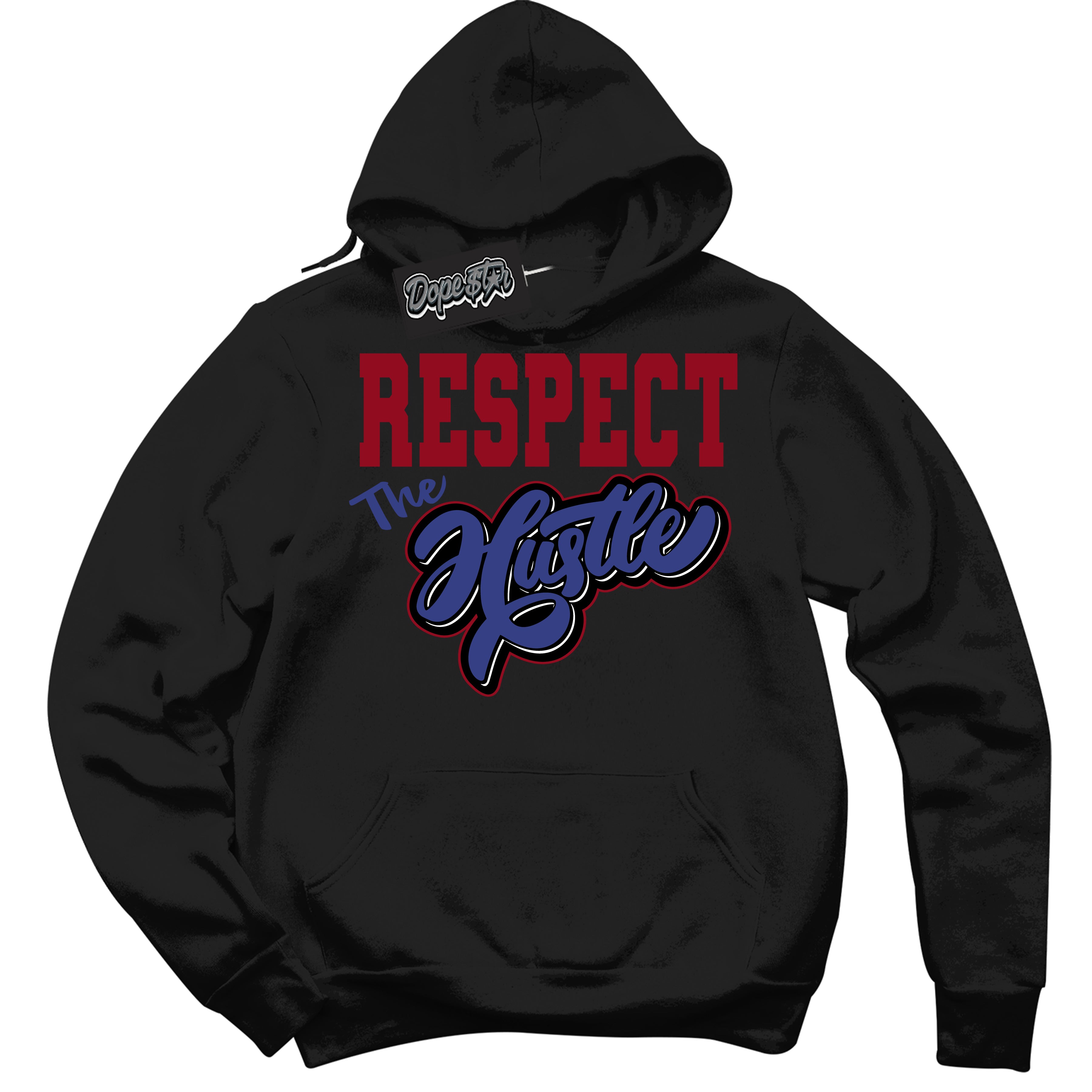 Cool Black Hoodie with “ Respect The Hustle ” design that Perfectly Matches Playoffs 8s Sneakers.