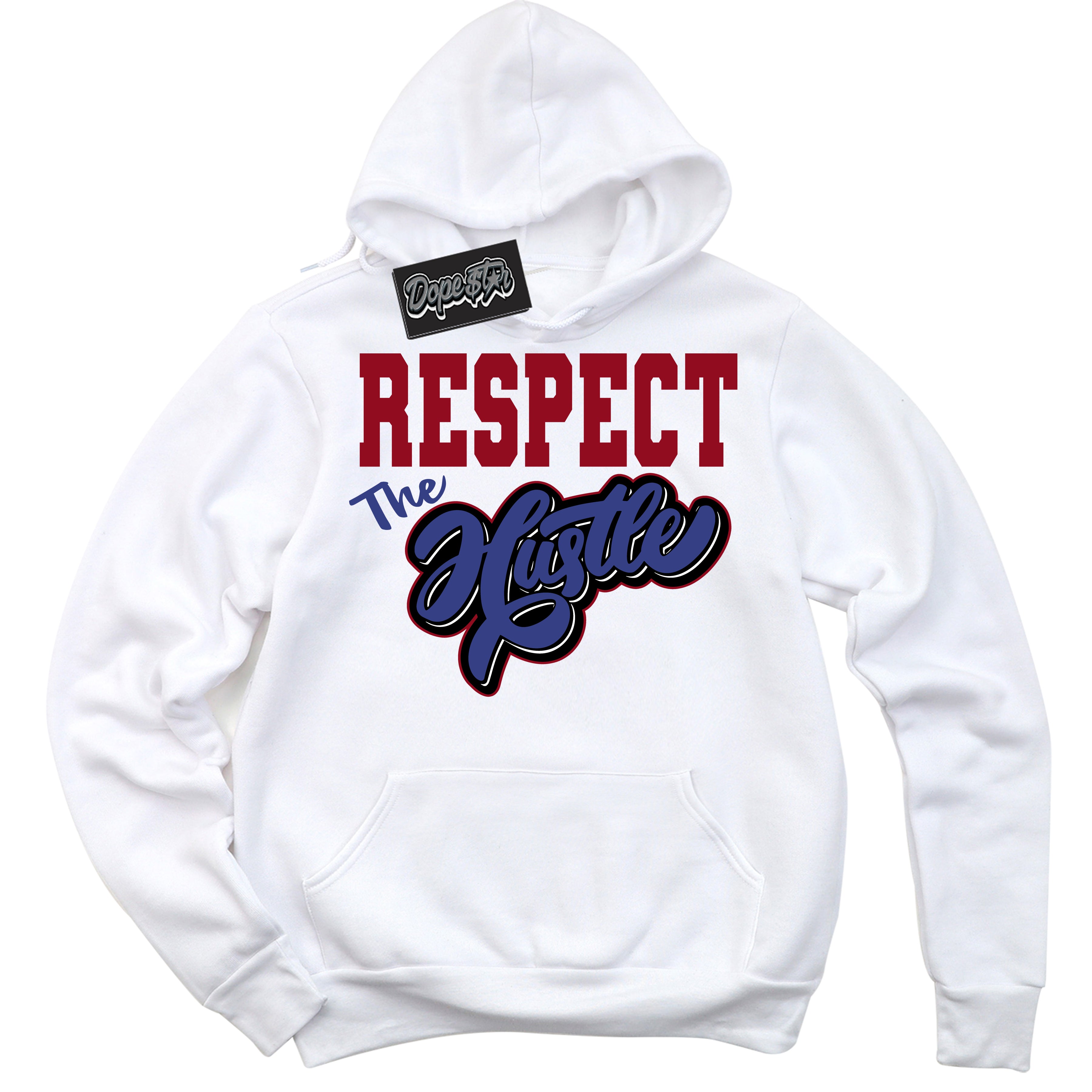 Cool White Hoodie with “ Respect The Hustle ” design that Perfectly Matches Playoffs 8s Sneakers.