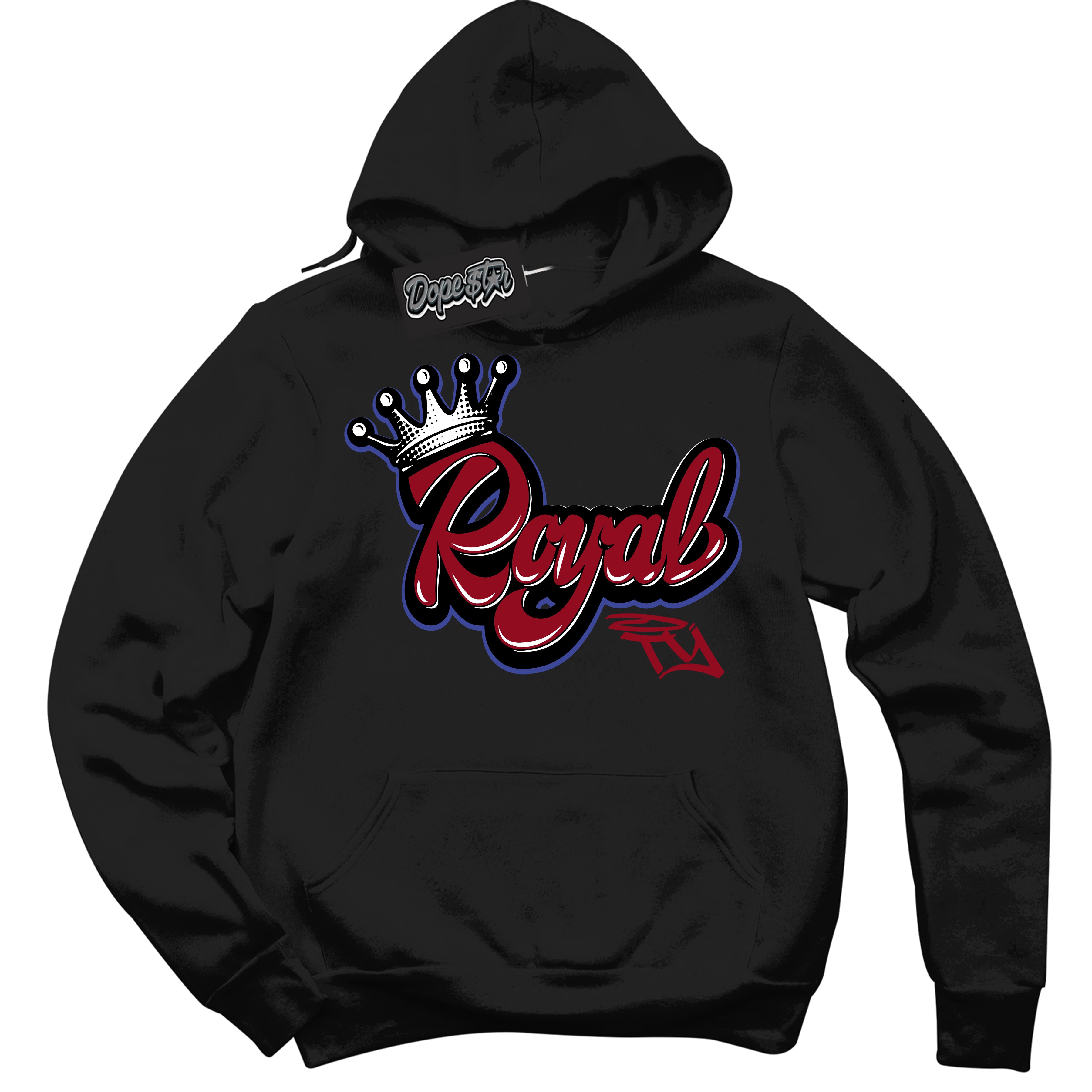 Cool Black Hoodie with “ Royalty ” design that Perfectly Matches Playoffs 8s Sneakers.