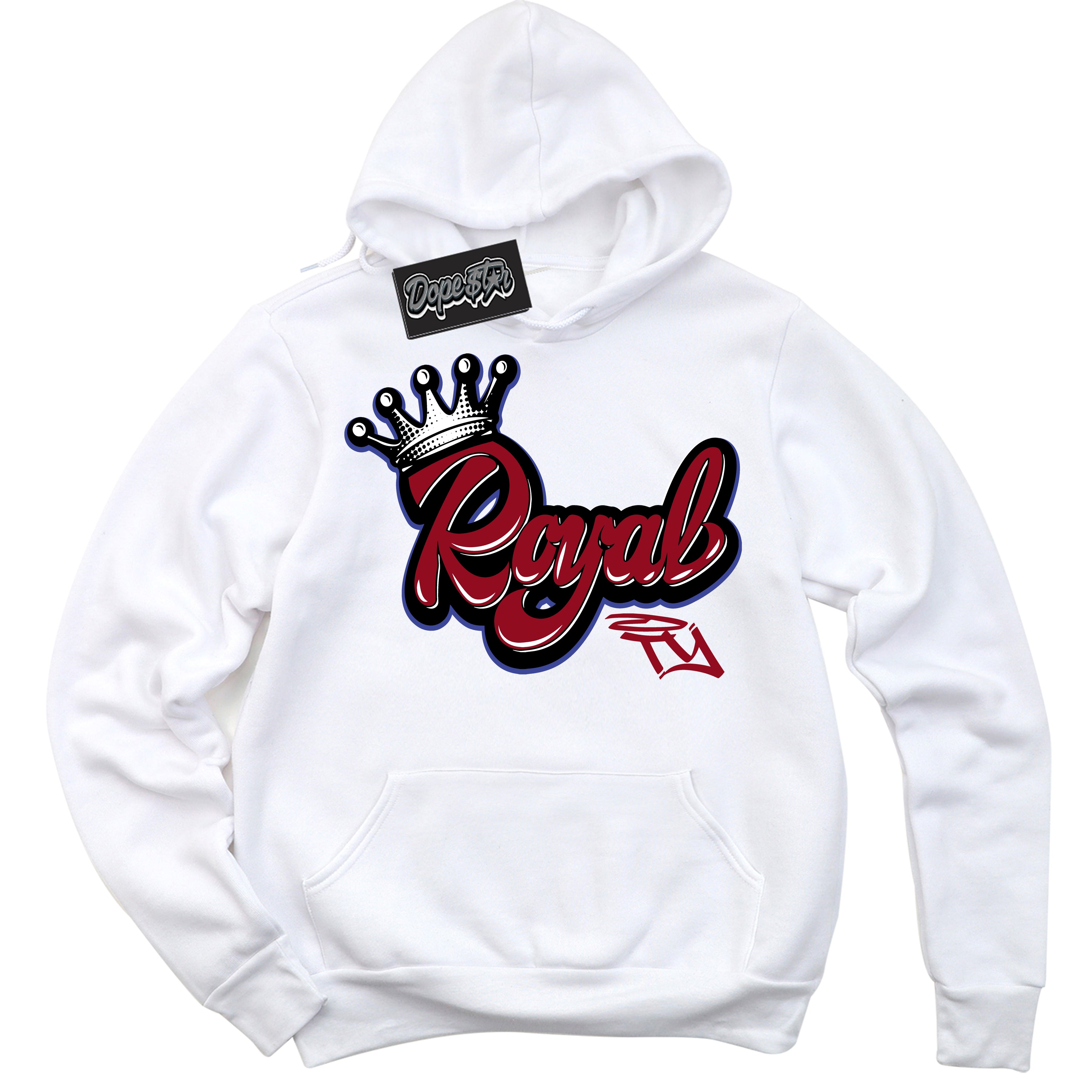 Cool White Hoodie with “ Royalty ” design that Perfectly Matches Playoffs 8s Sneakers.