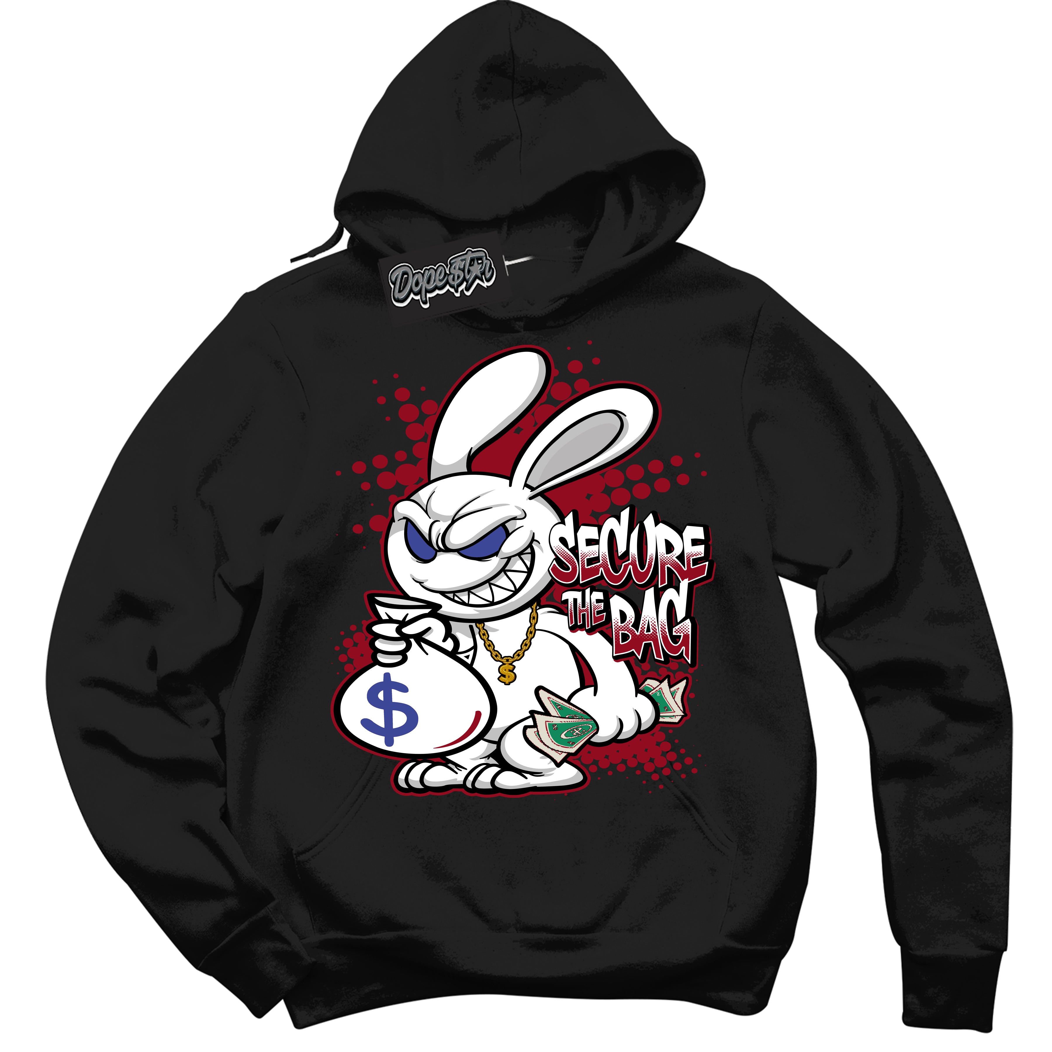 Cool Black Hoodie with “ Secure The Bag ” design that Perfectly Matches Playoffs 8s Sneakers.