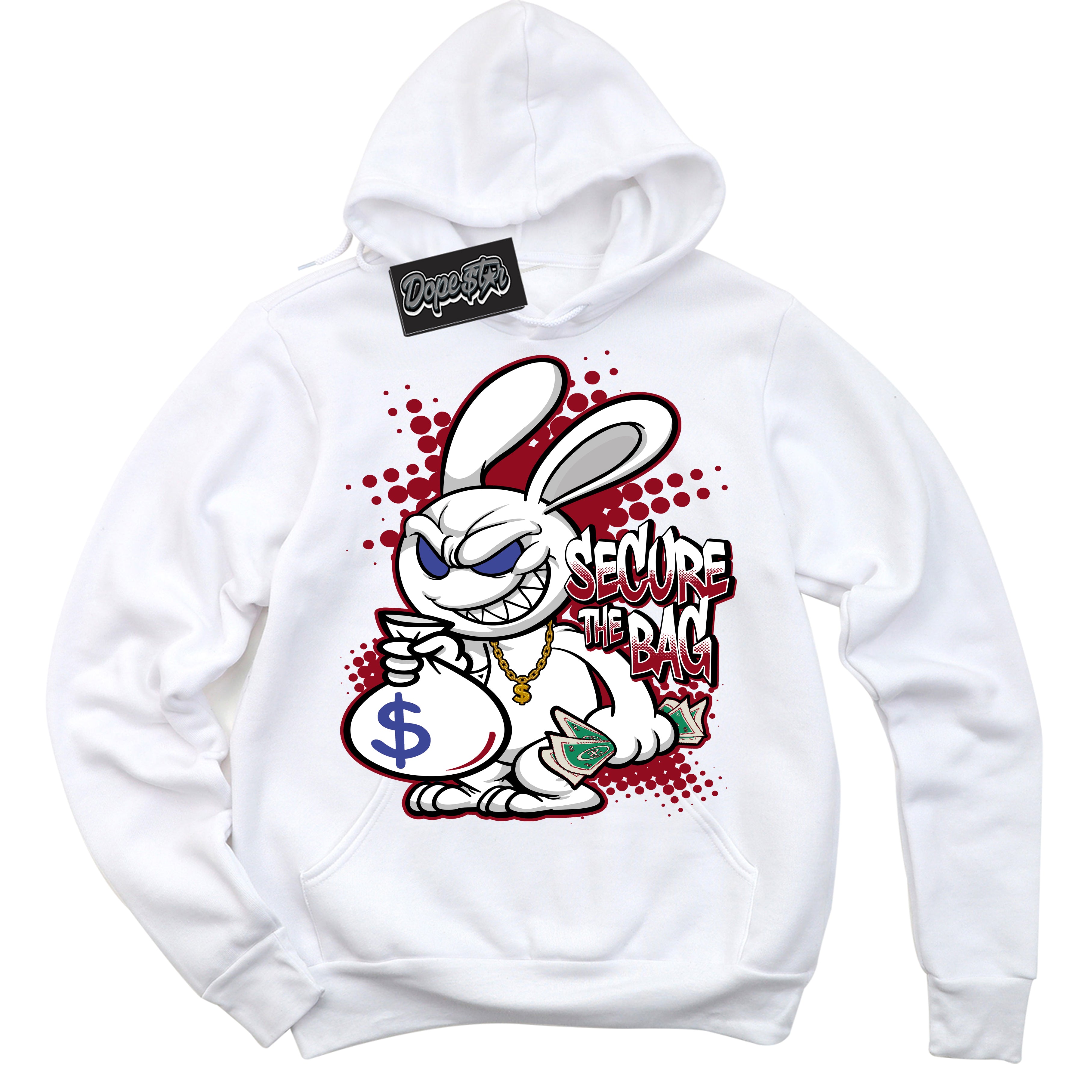 Cool White Hoodie with “ Secure The Bag ” design that Perfectly Matches Playoffs 8s Sneakers.