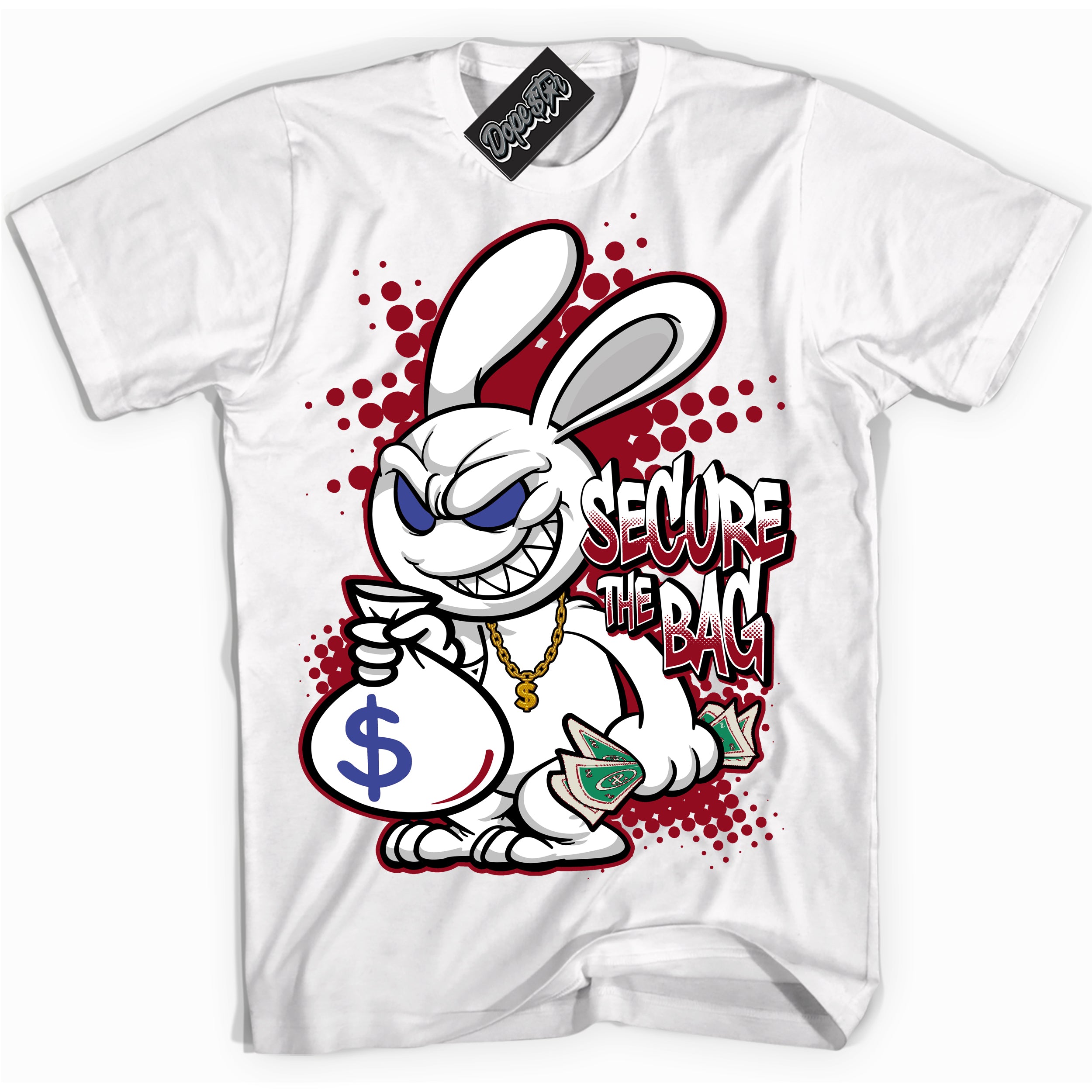 Cool White Shirt with “ Secure The Bag ” design that perfectly matches Playoffs 8s Sneakers.