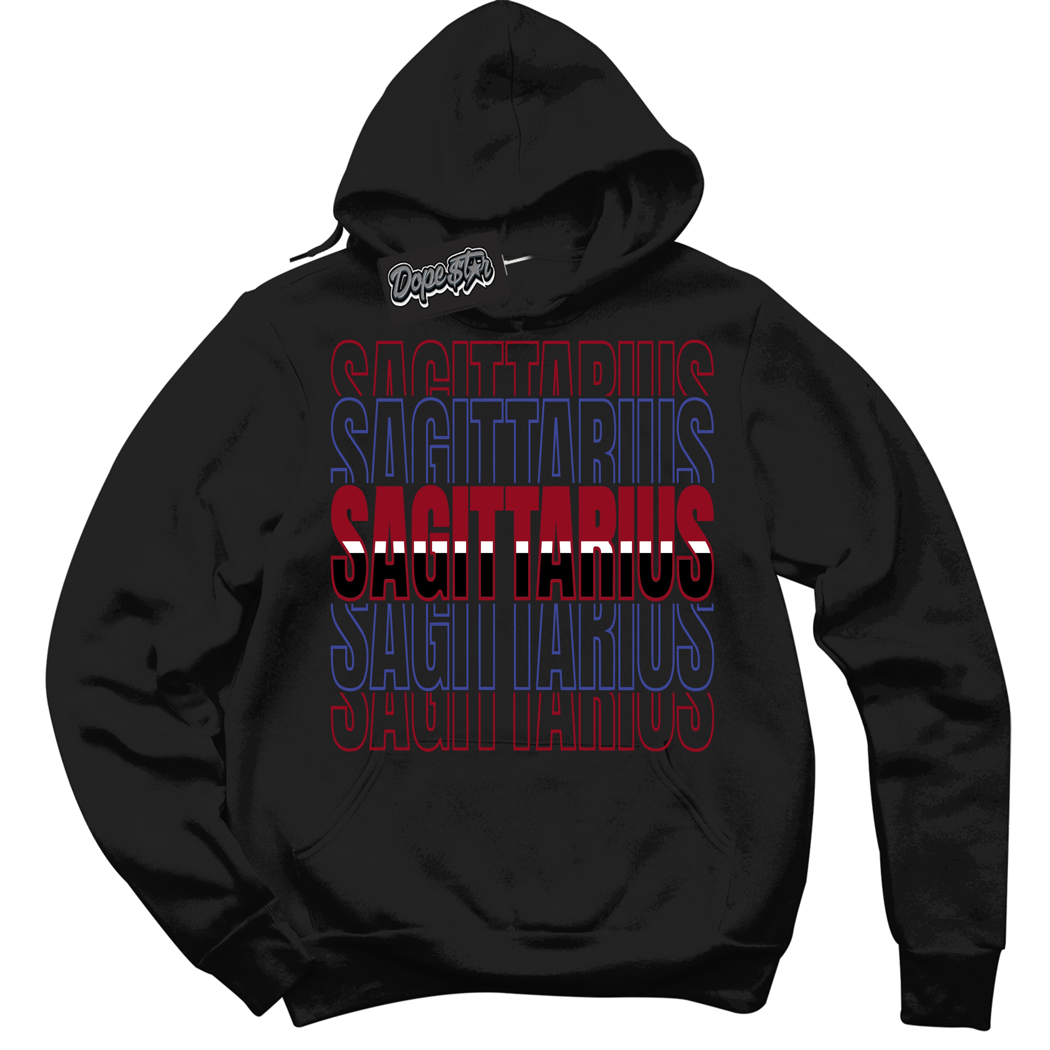 Cool Black Hoodie with “ Sagittarius ” design that Perfectly Matches Playoffs 8s Sneakers.