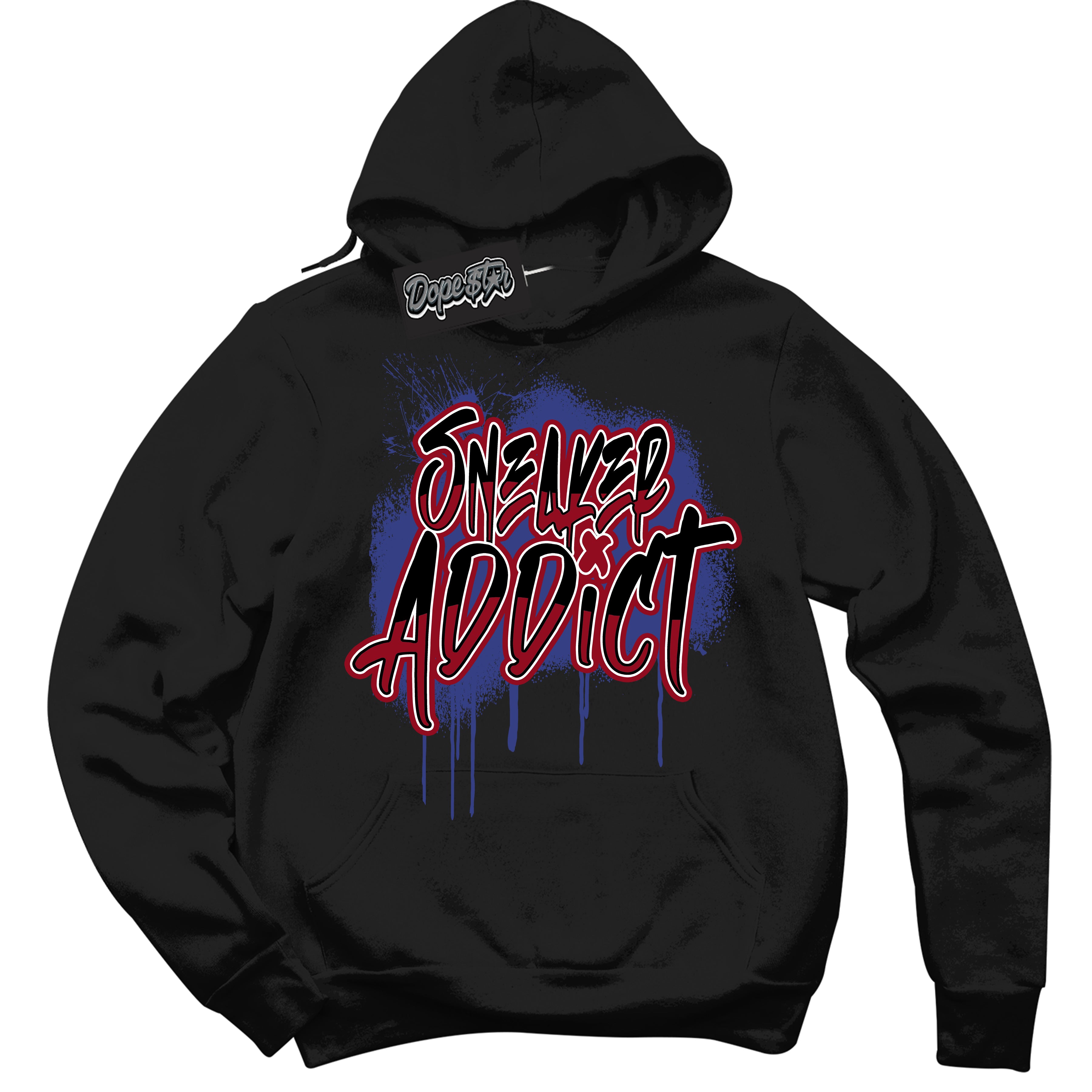 Cool Black Hoodie with “ Sneaker Addict ” design that Perfectly Matches Playoffs 8s Sneakers.