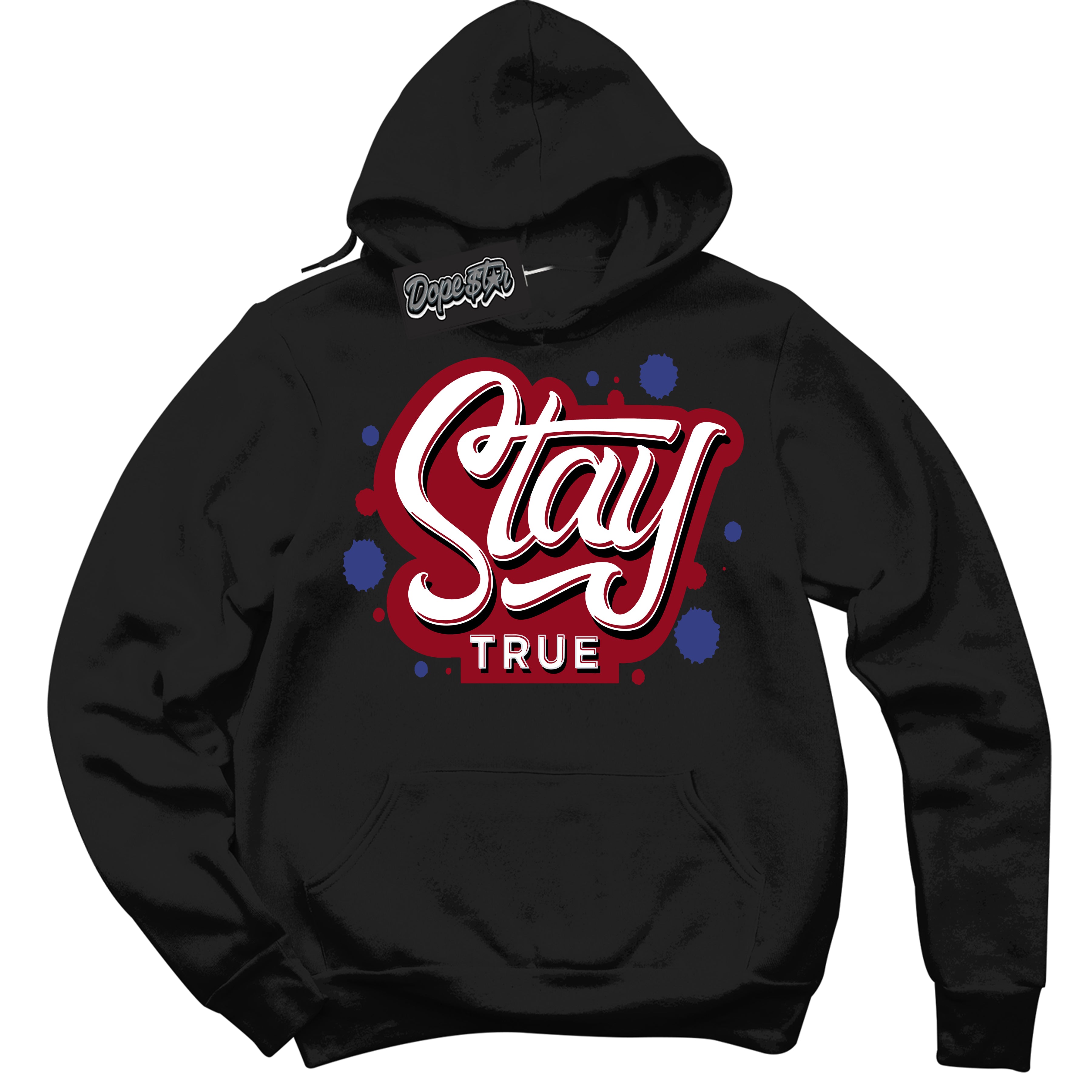 Cool Black Hoodie with “ Stay True ” design that Perfectly Matches Playoffs 8s Sneakers.