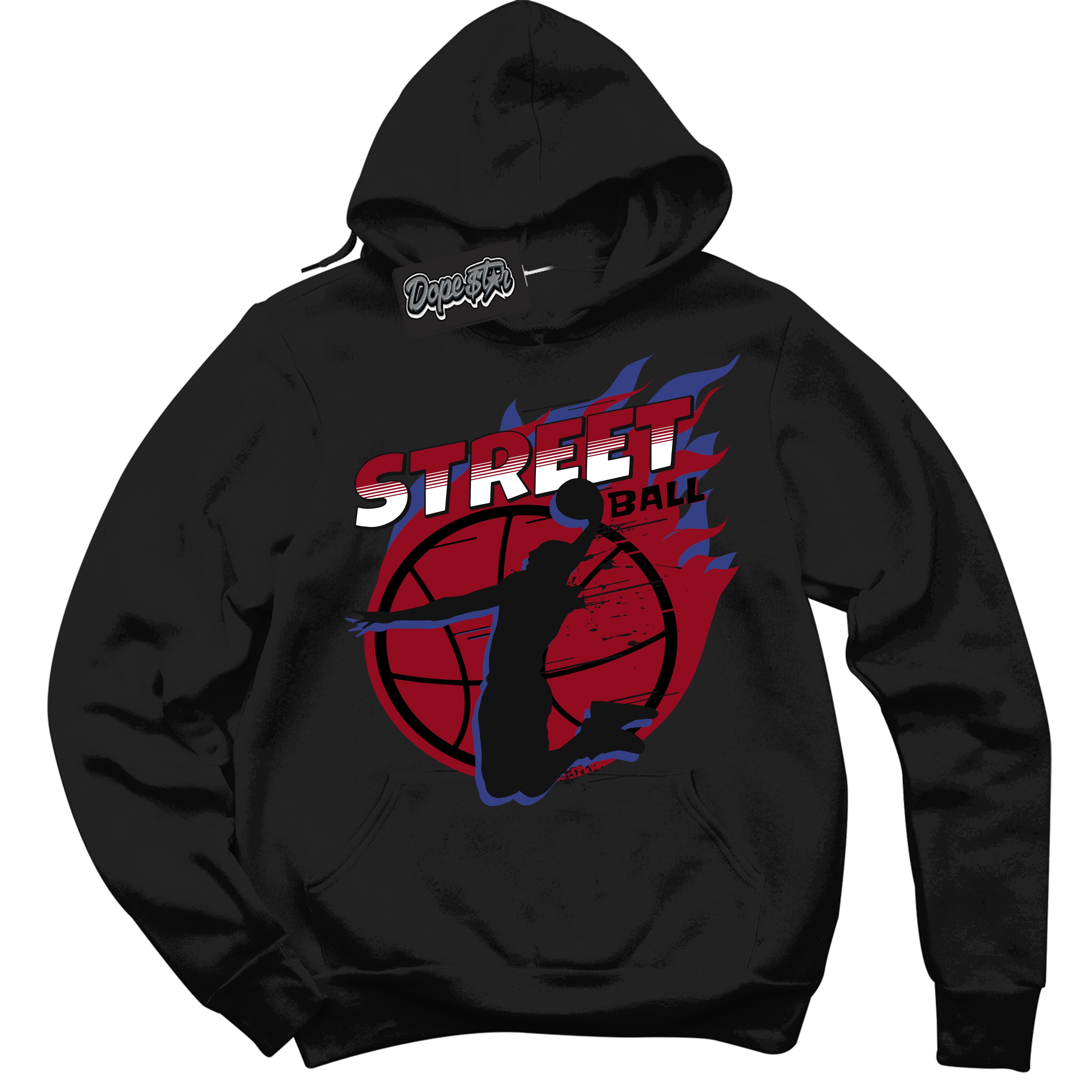 Cool Black Hoodie with “ Street Ball ” design that Perfectly Matches Playoffs 8s Sneakers.