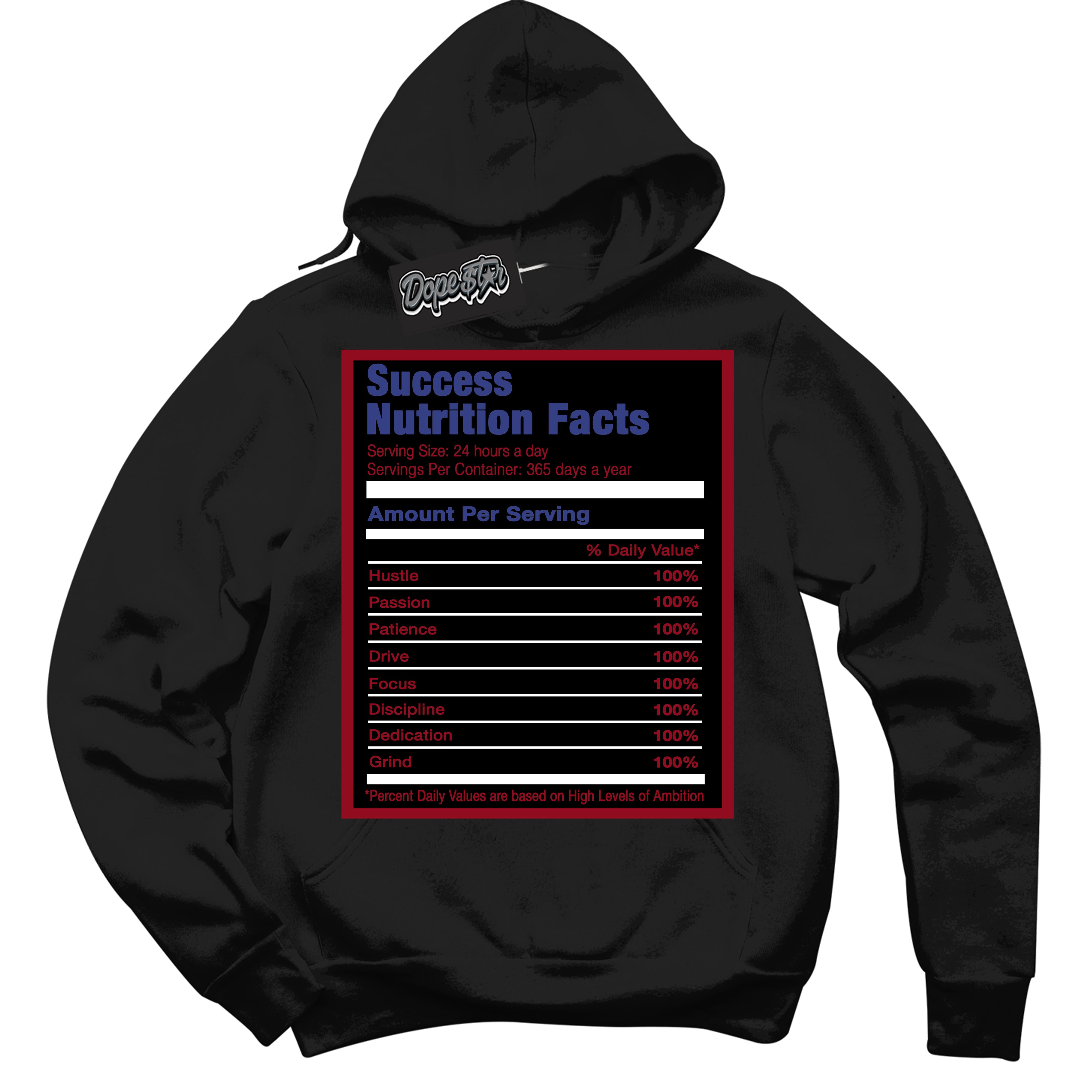 Cool Black Hoodie with “ Success Nutrition ” design that Perfectly Matches Playoffs 8s Sneakers.