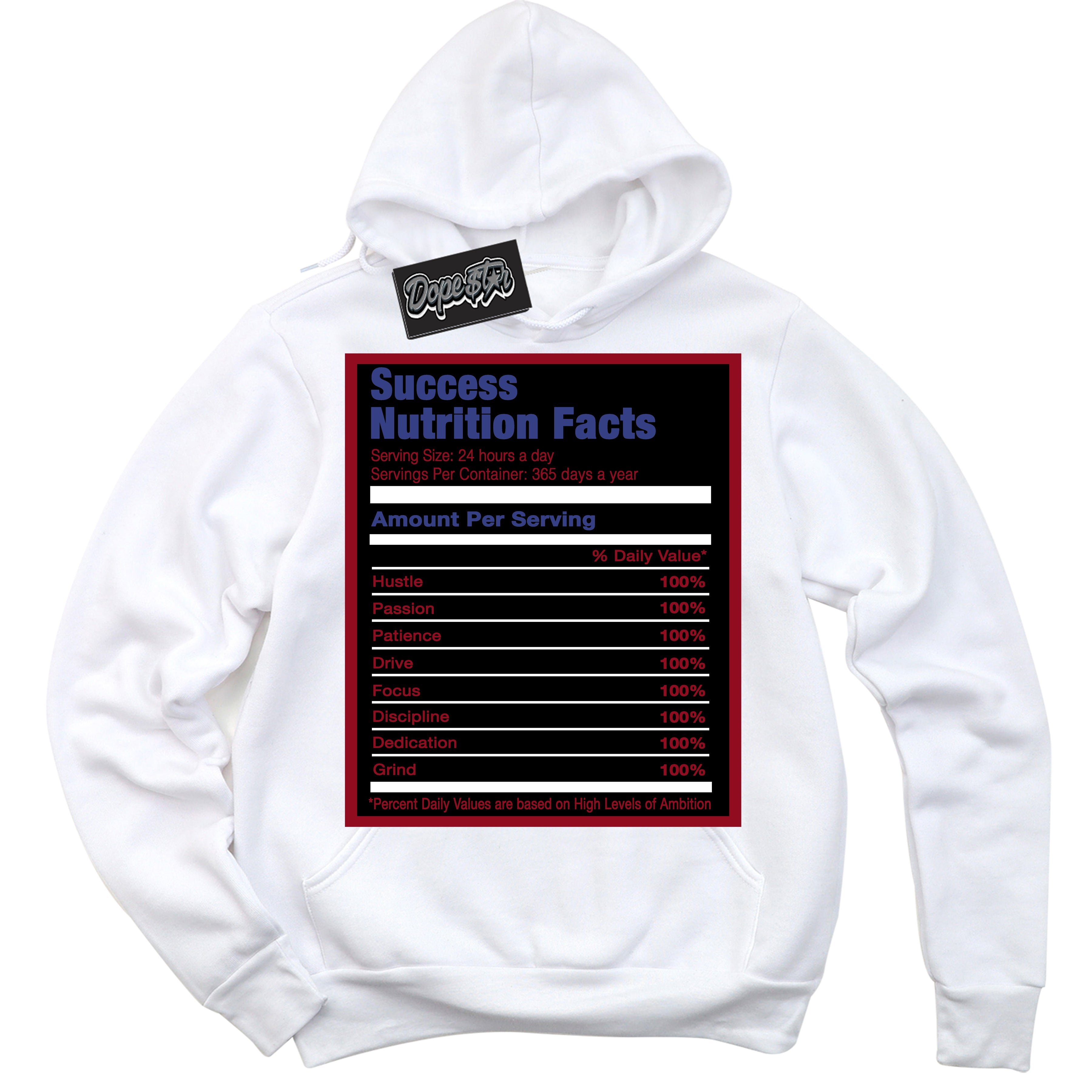 Cool White Hoodie with “ Success Nutrition ” design that Perfectly Matches Playoffs 8s Sneakers.