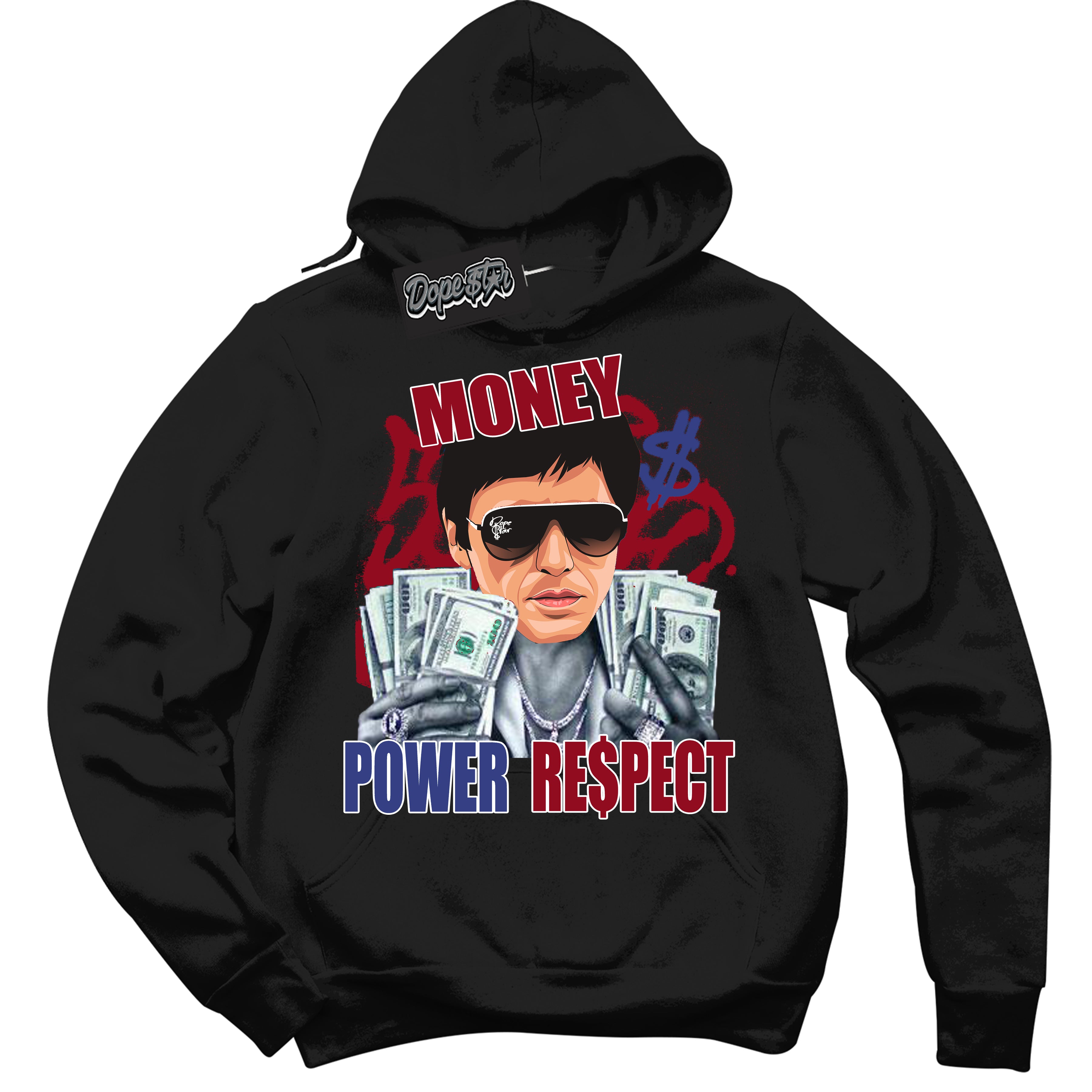 Cool Black Hoodie with “ Tony Montana ” design that Perfectly Matches Playoffs 8s Sneakers.