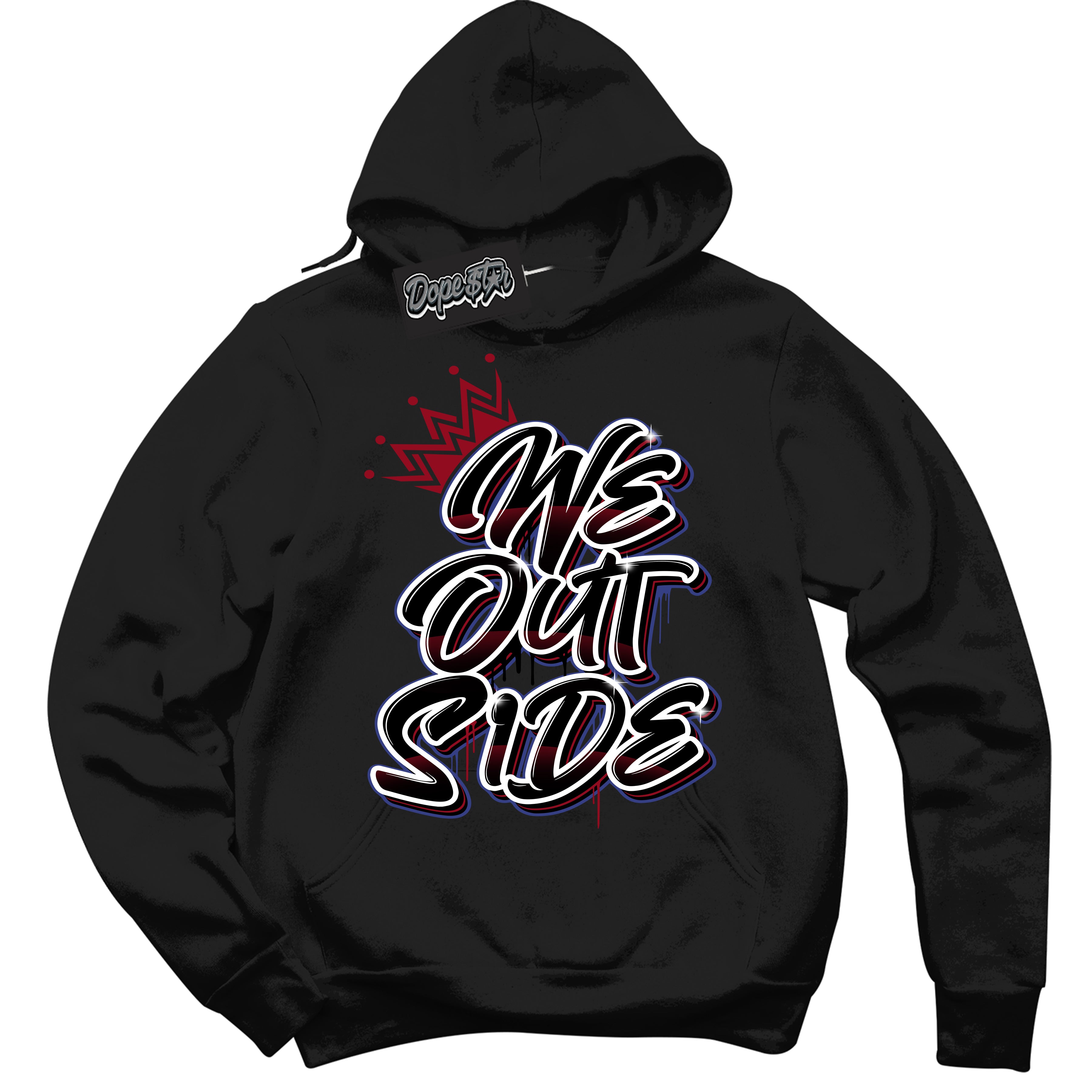 Cool Black Hoodie with “ We Outside ” design that Perfectly Matches Playoffs 8s Sneakers.