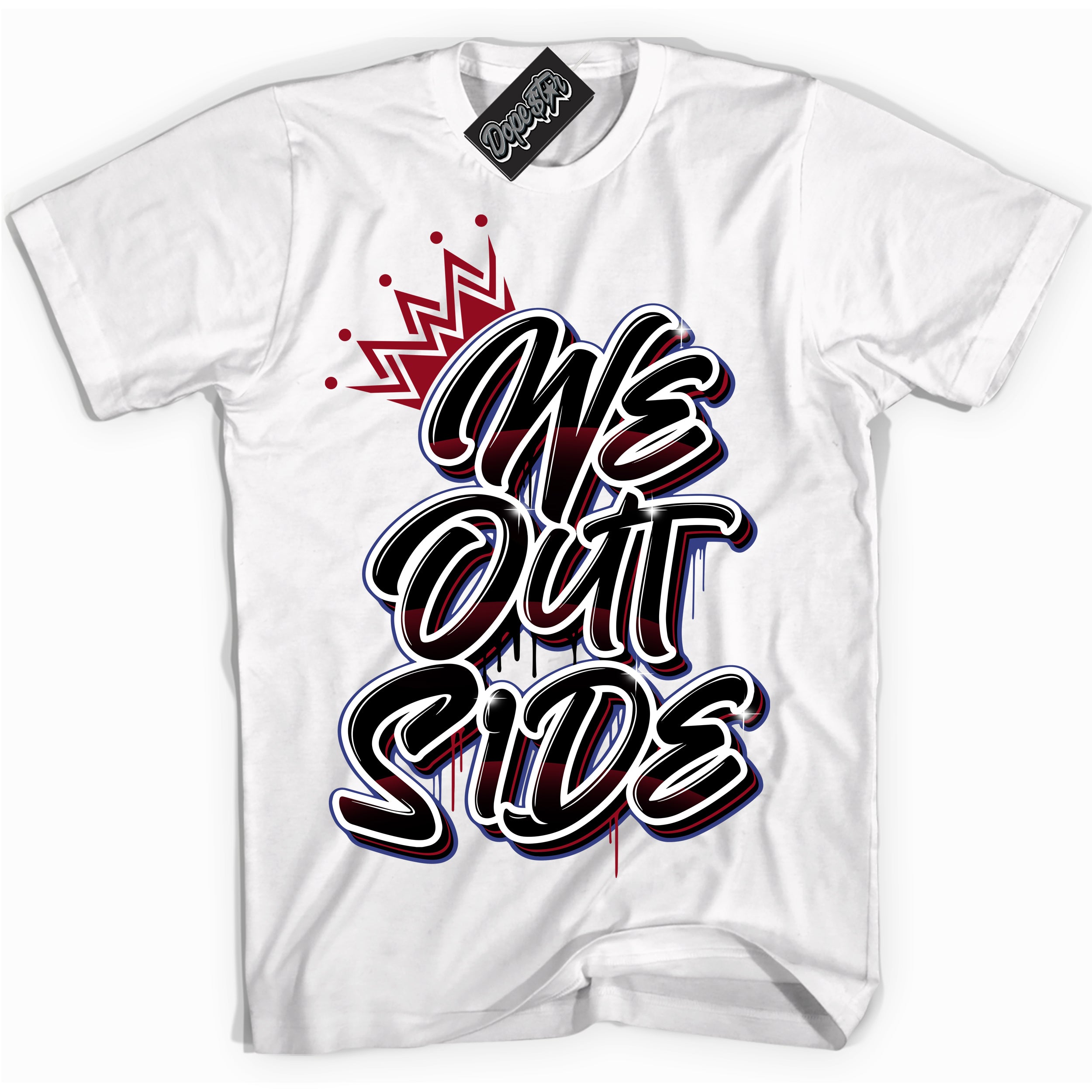 Cool White Shirt with “ We Outside ” design that perfectly matches Playoffs 8s Sneakers.
