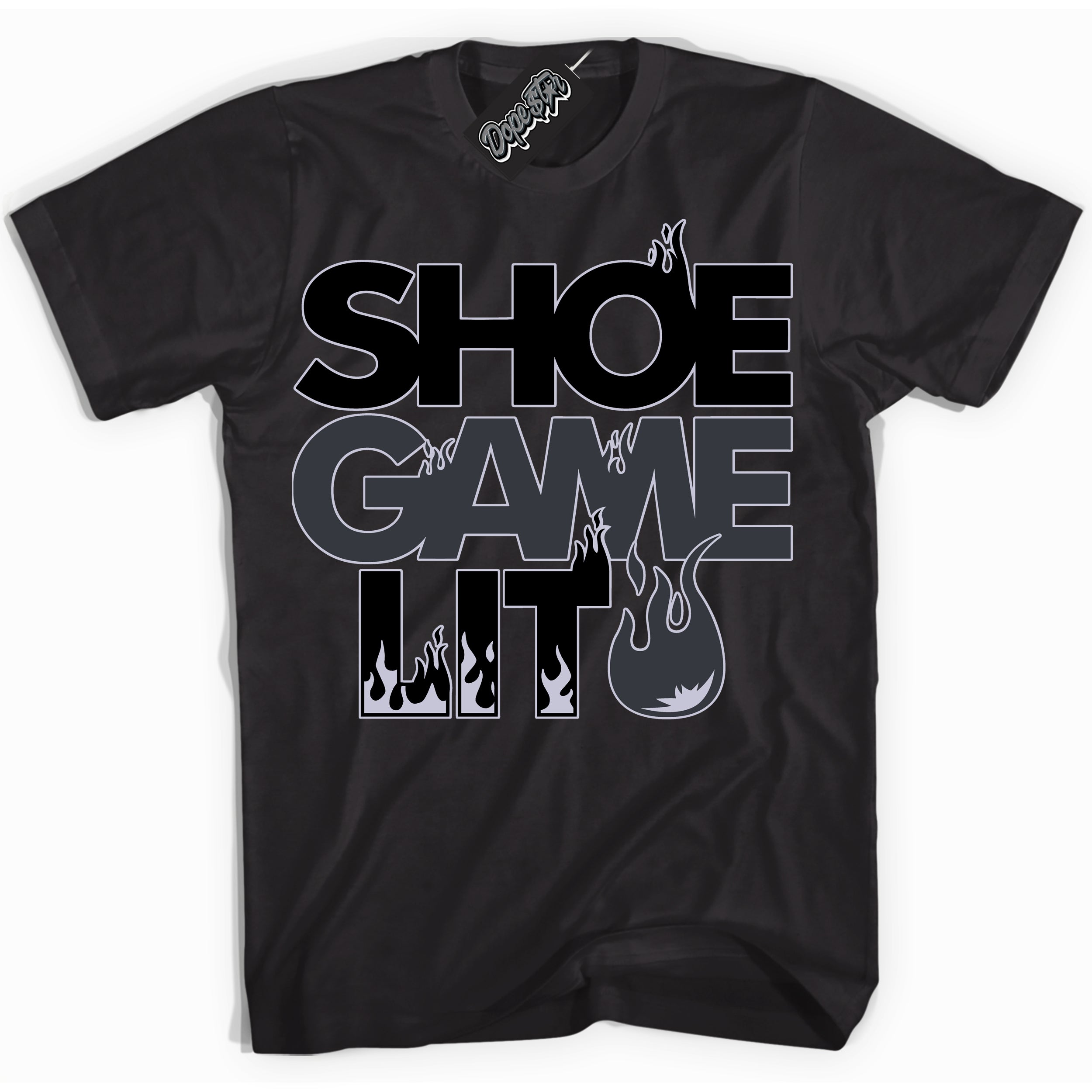 Cool Black Shirt with “ Shoe Game Lit ” design that perfectly matches Winterized Gunsmoke 8s Sneakers.