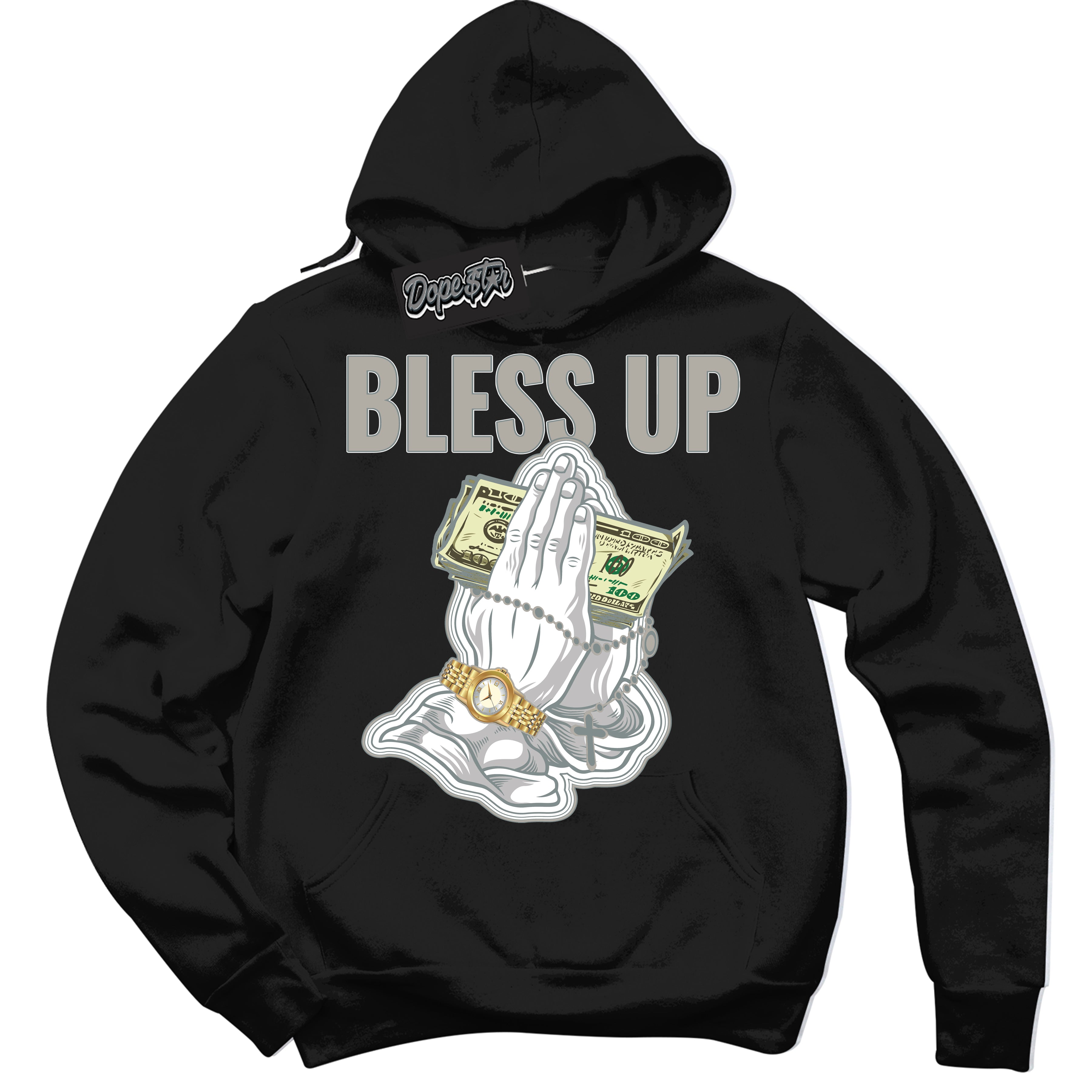 AJ9 Retro Cool Grey ‘Bless Up’ – Black Streetwear Hoodie | Sneaker Matching sweatshirt for AJ9 Retro Cool Grey | Men's and Women's Streetwear Graphic Hoodie by Sneaker Shirts Outlet