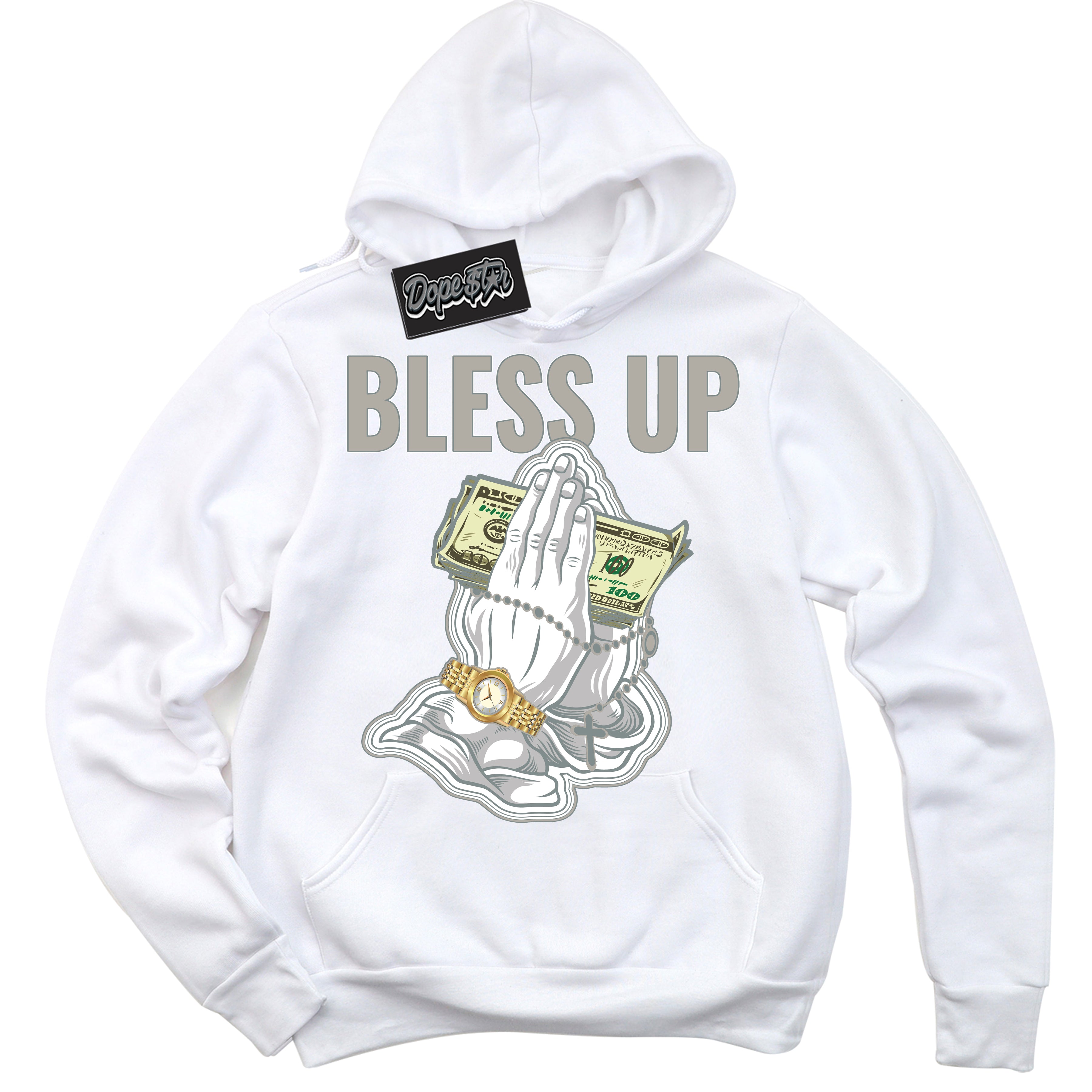 AJ9 Retro Cool Grey ‘Bless Up’ – White Streetwear Hoodie | Sneaker Matching sweatshirt for AJ9 Retro Cool Grey | Men's and Women's Streetwear Graphic Hoodie by Sneaker Shirts Outlet