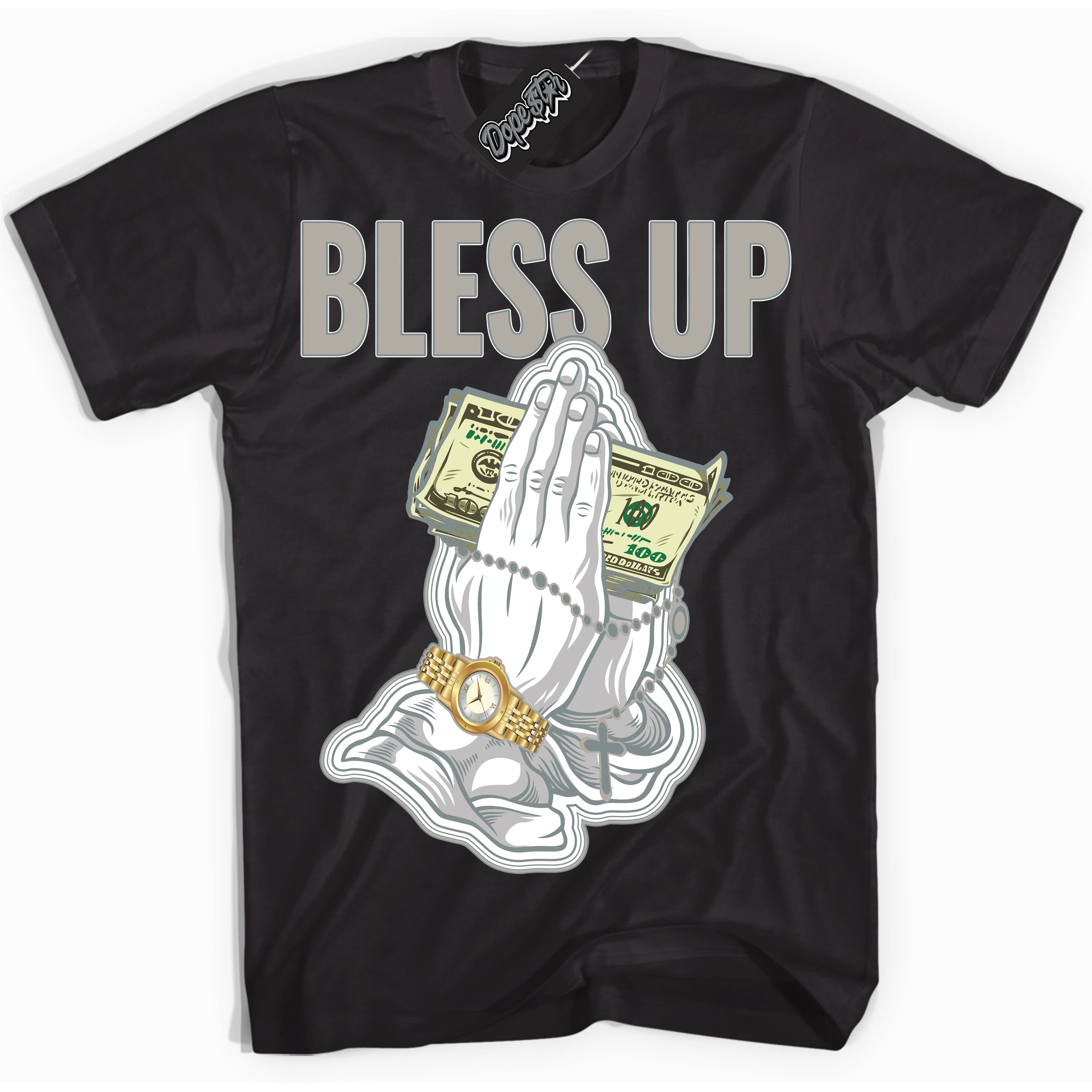 AJ9 Retro Cool Grey ‘Bless Up’ – Black Streetwear T-Shirt | Sneaker Matching shirt for AJ9 Retro Cool Grey | Men's and Women's Streetwear Graphic Tee by Sneaker Shirts Outlet.