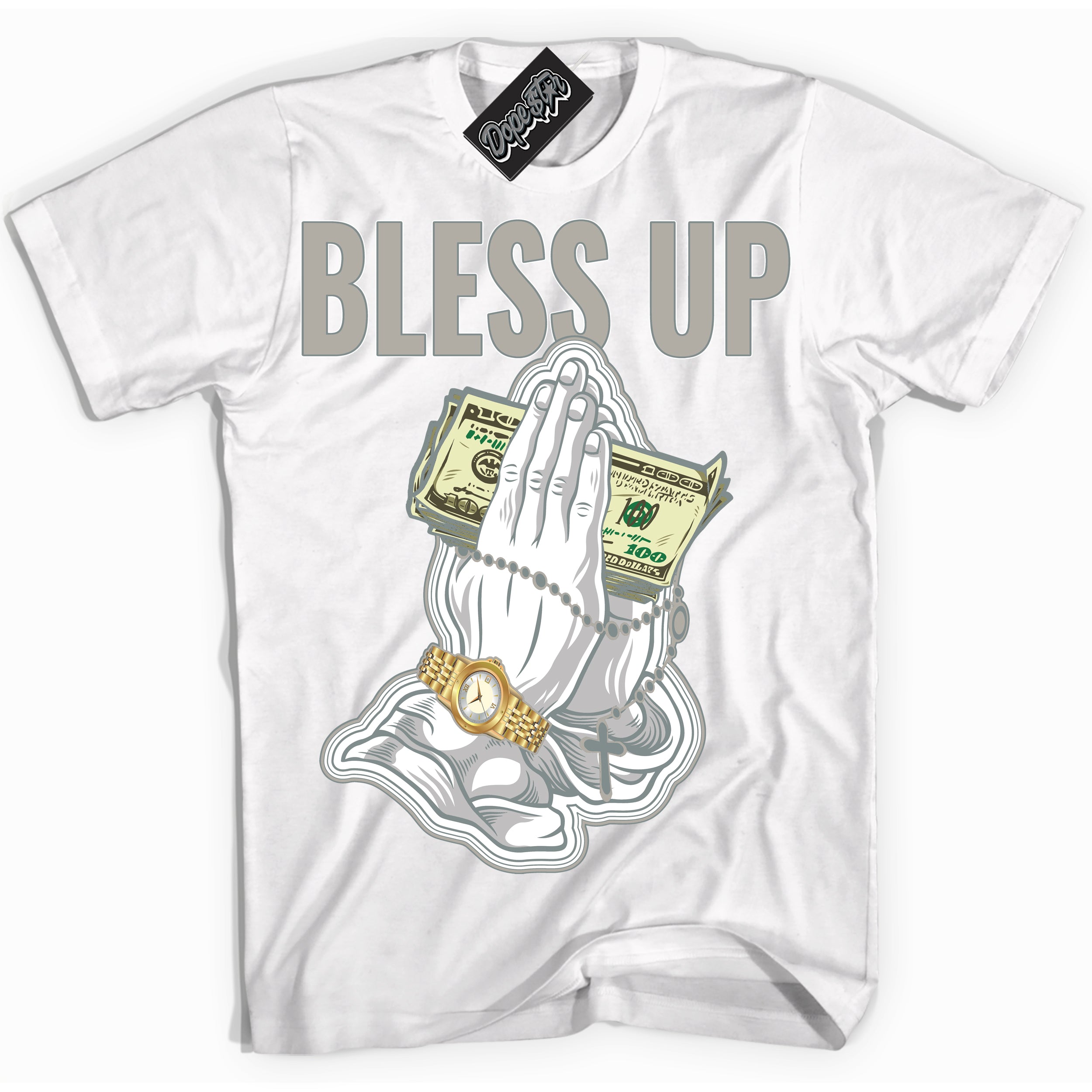 AJ9 Retro Cool Grey ‘Bless Up’ – White Streetwear T-Shirt | Sneaker Matching shirt for AJ9 Retro Cool Grey | Men's and Women's Streetwear Graphic Tee by Sneaker Shirts Outlet.