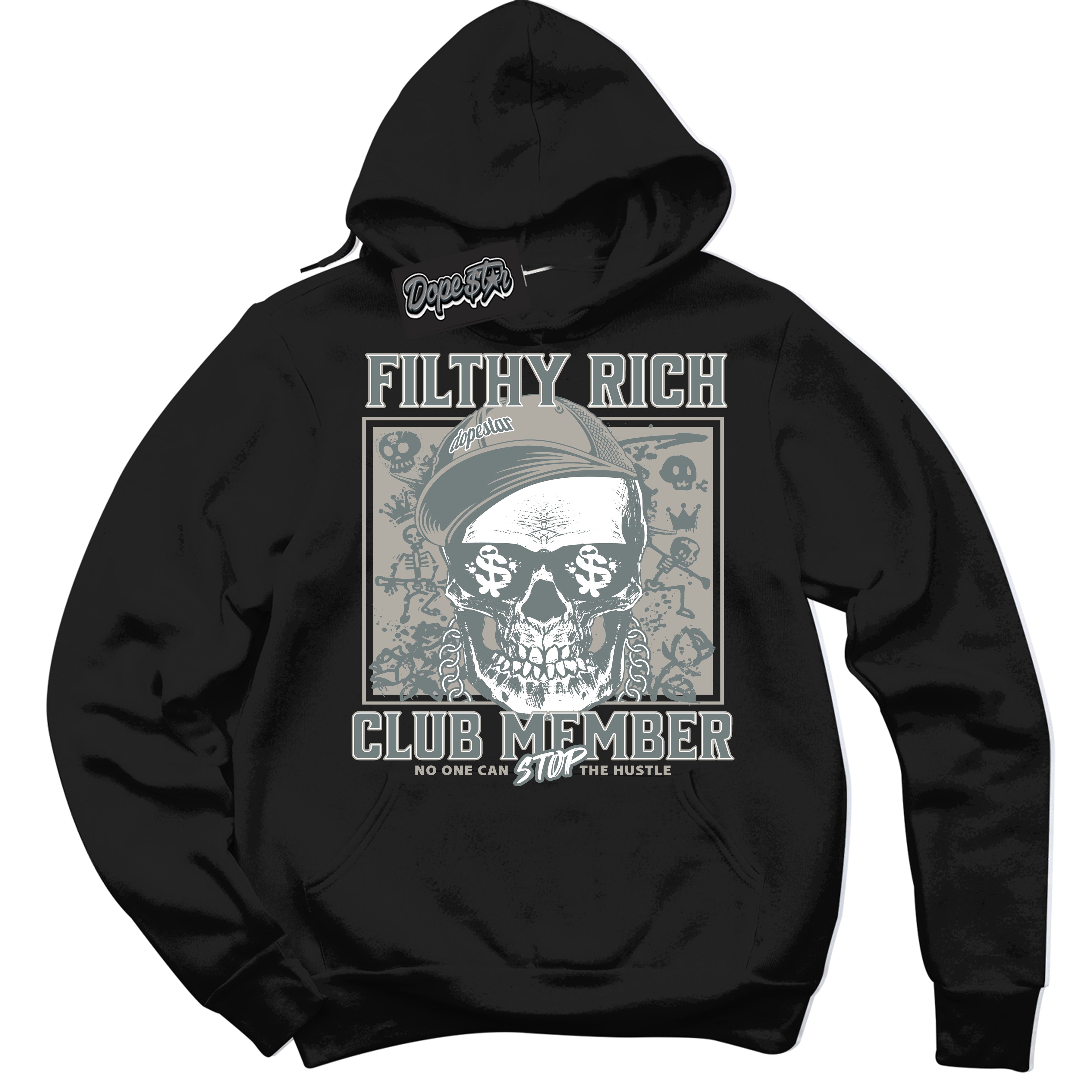 AJ9 Retro Cool Grey ‘Filthy Rich’ – Black Streetwear Hoodie | Sneaker Matching sweatshirt for AJ9 Retro Cool Grey | Men's and Women's Streetwear Graphic Hoodie by Sneaker Shirts Outlet