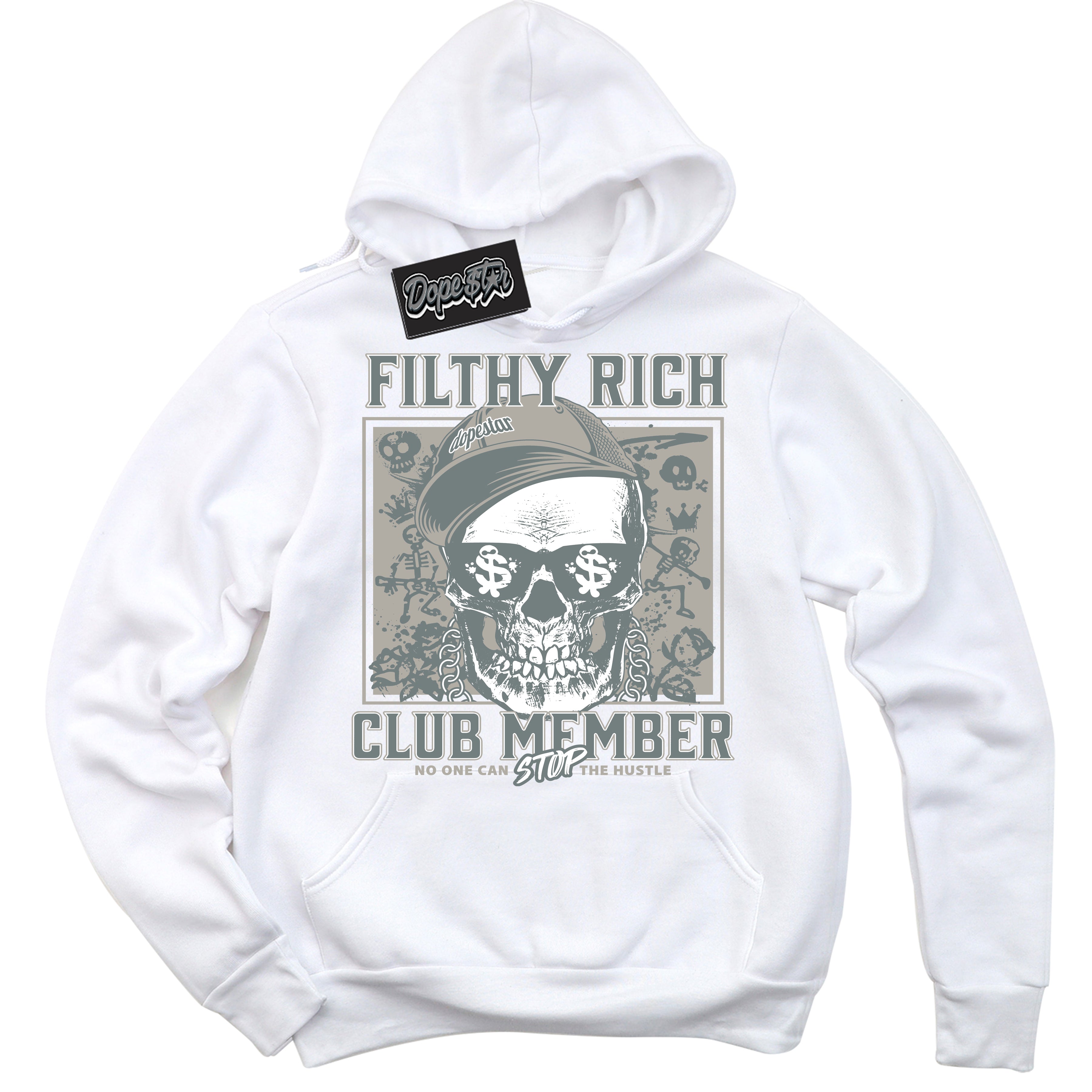 AJ9 Retro Cool Grey ‘Filthy Rich’ – White Streetwear Hoodie | Sneaker Matching sweatshirt for AJ9 Retro Cool Grey | Men's and Women's Streetwear Graphic Hoodie by Sneaker Shirts Outlet