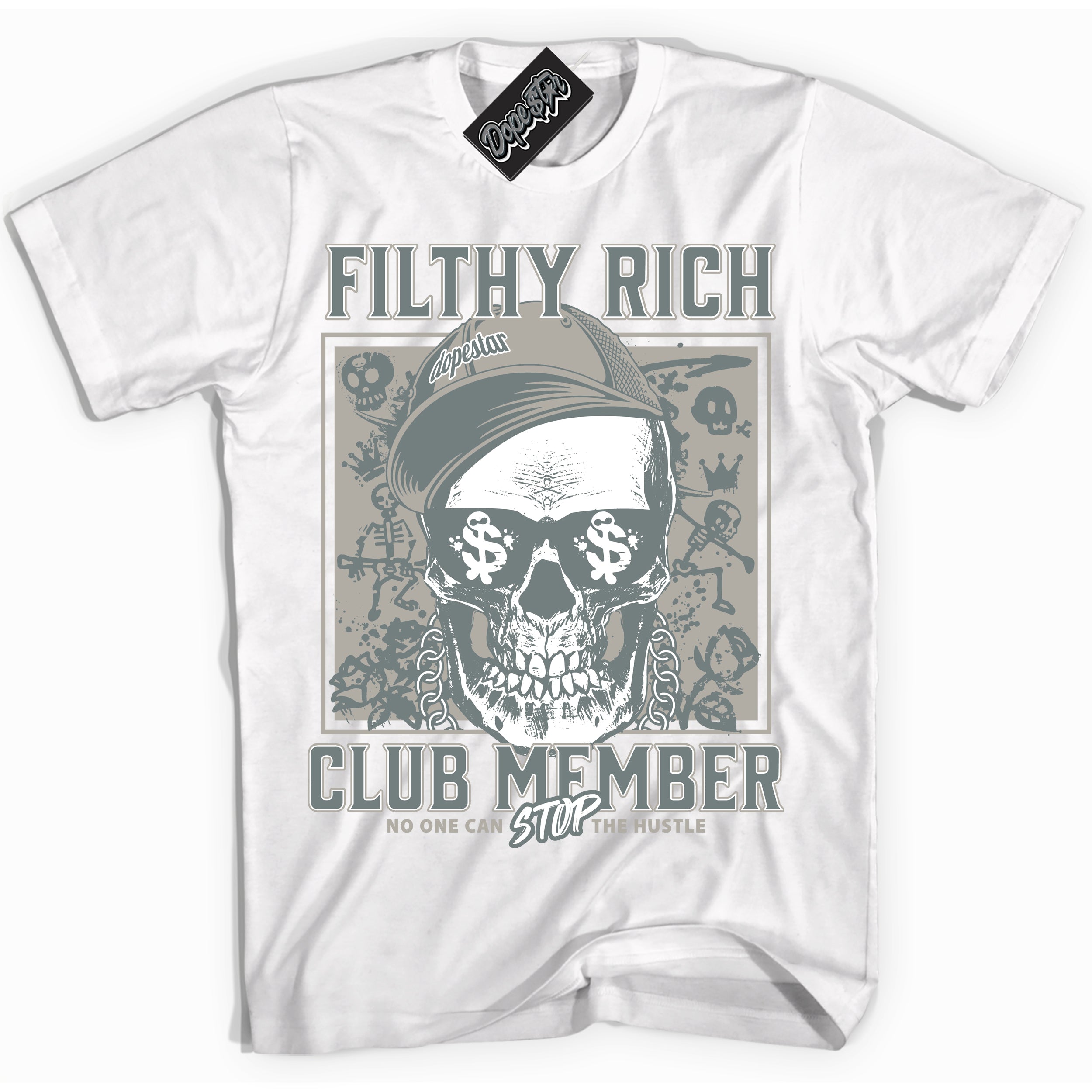 AJ9 Retro Cool Grey ‘Filthy Rich’ – White Streetwear T-Shirt | Sneaker Matching shirt for AJ9 Retro Cool Grey | Men's and Women's Streetwear Graphic Tee by Sneaker Shirts Outlet.