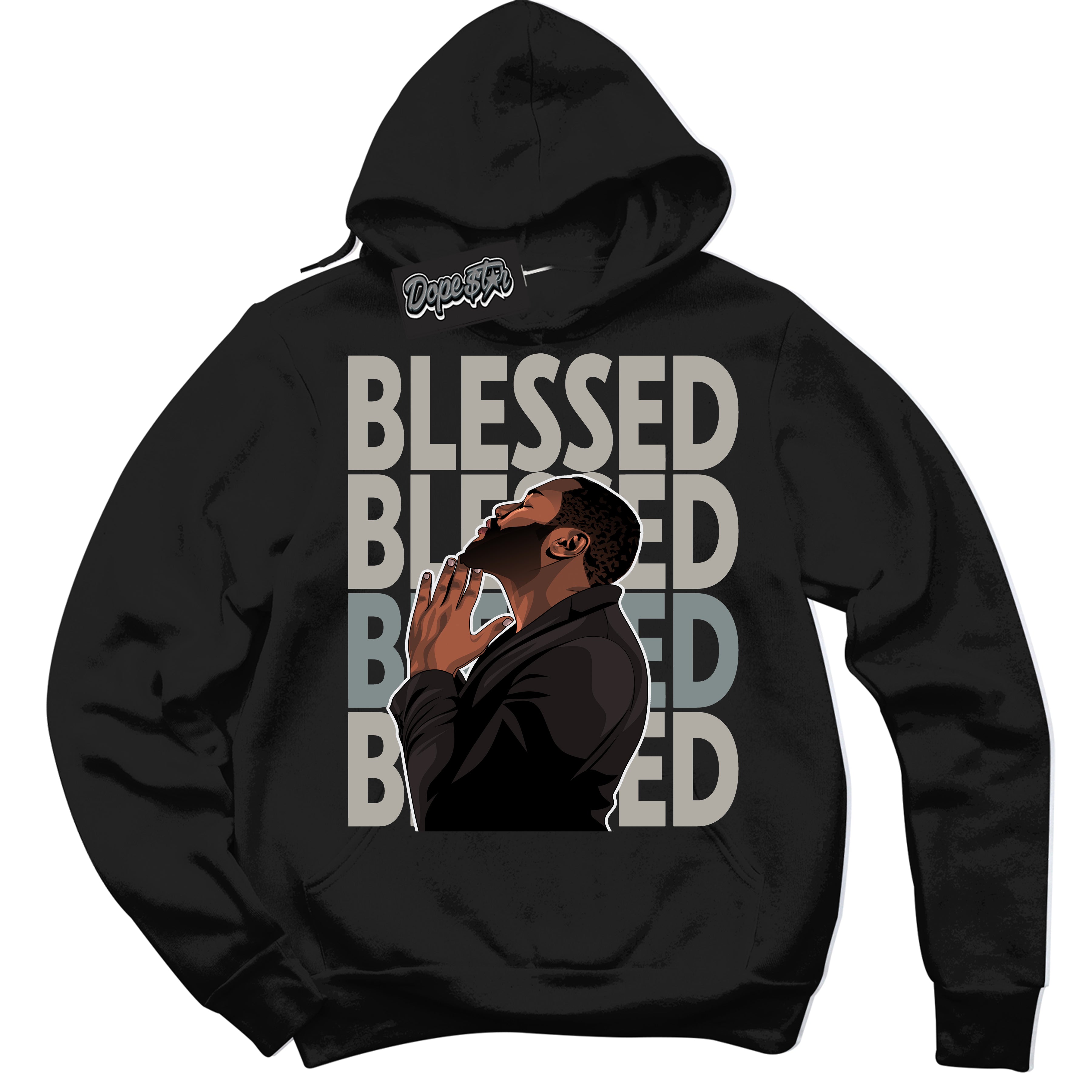 AJ9 Retro Cool Grey ‘God Blessed’ – Black Streetwear Hoodie | Sneaker Matching sweatshirt for AJ9 Retro Cool Grey | Men's and Women's Streetwear Graphic Hoodie by Sneaker Shirts Outlet