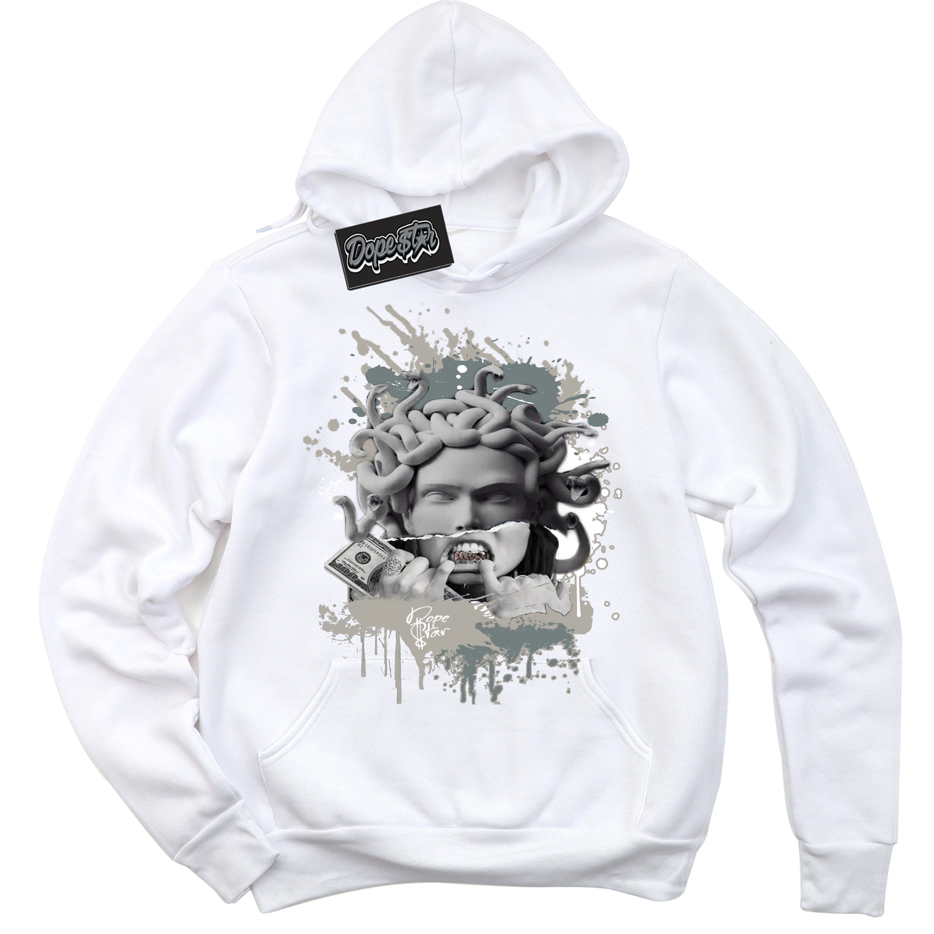 AJ9 Retro Cool Grey ‘Medusa’ – White Streetwear Hoodie | Sneaker Matching sweatshirt for AJ9 Retro Cool Grey | Men's and Women's Streetwear Graphic Hoodie by Sneaker Shirts Outlet