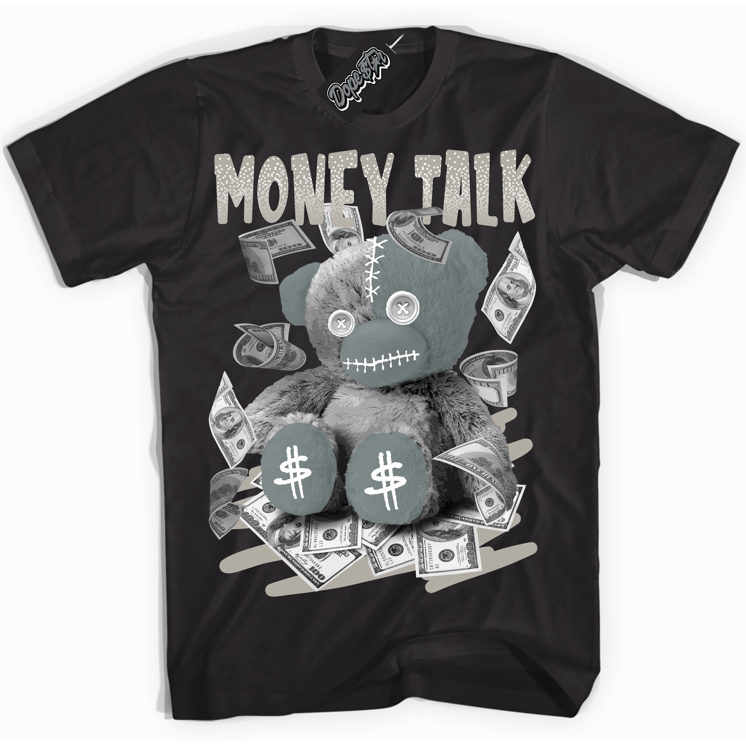 AJ9 Retro Cool Grey ‘Money Talk Bear’ – Black Streetwear T-Shirt | Sneaker Matching shirt for AJ9 Retro Cool Grey | Men's and Women's Streetwear Graphic Tee by Sneaker Shirts Outlet.