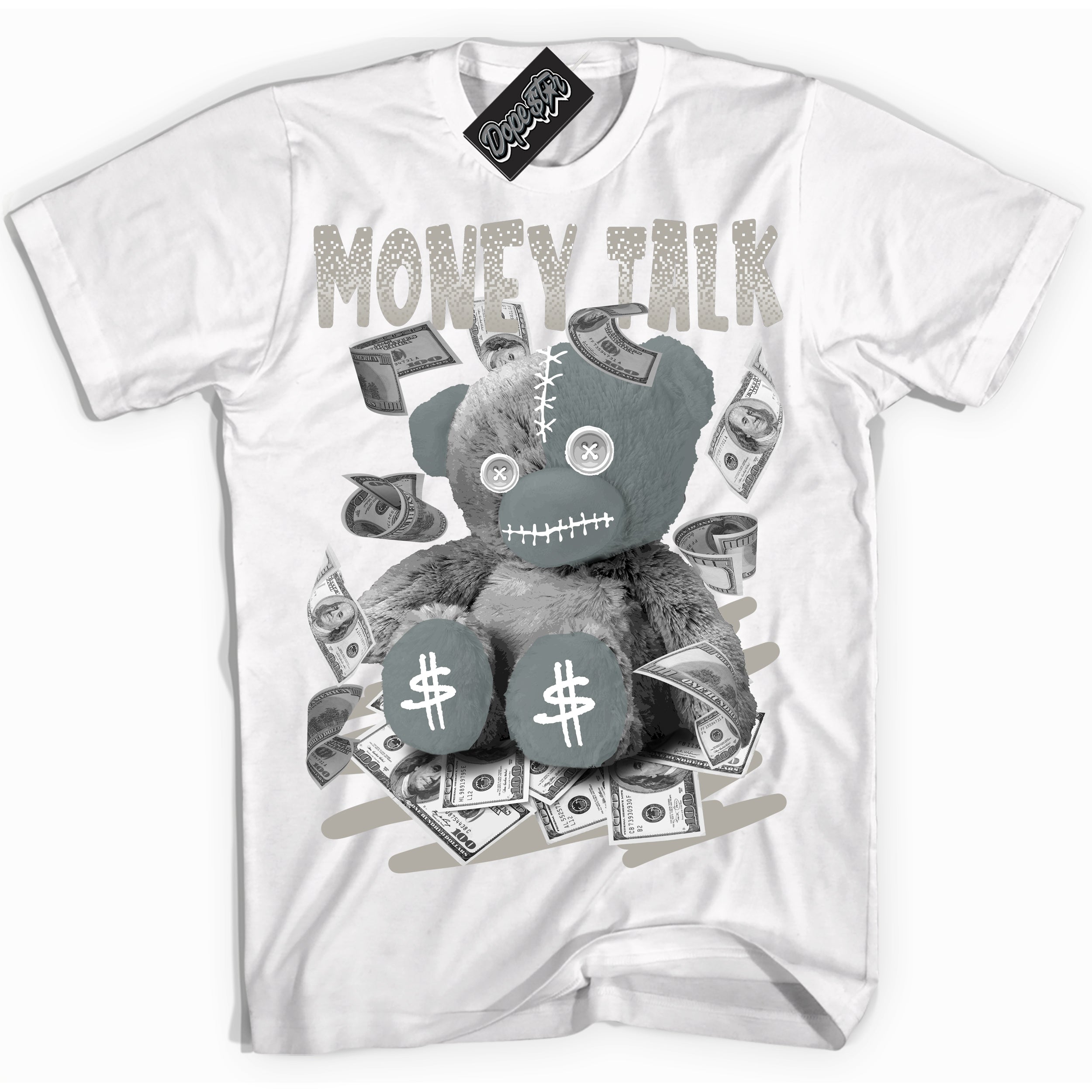 AJ9 Retro Cool Grey ‘Money Talk Bear’ – White Streetwear T-Shirt | Sneaker Matching shirt for AJ9 Retro Cool Grey | Men's and Women's Streetwear Graphic Tee by Sneaker Shirts Outlet.