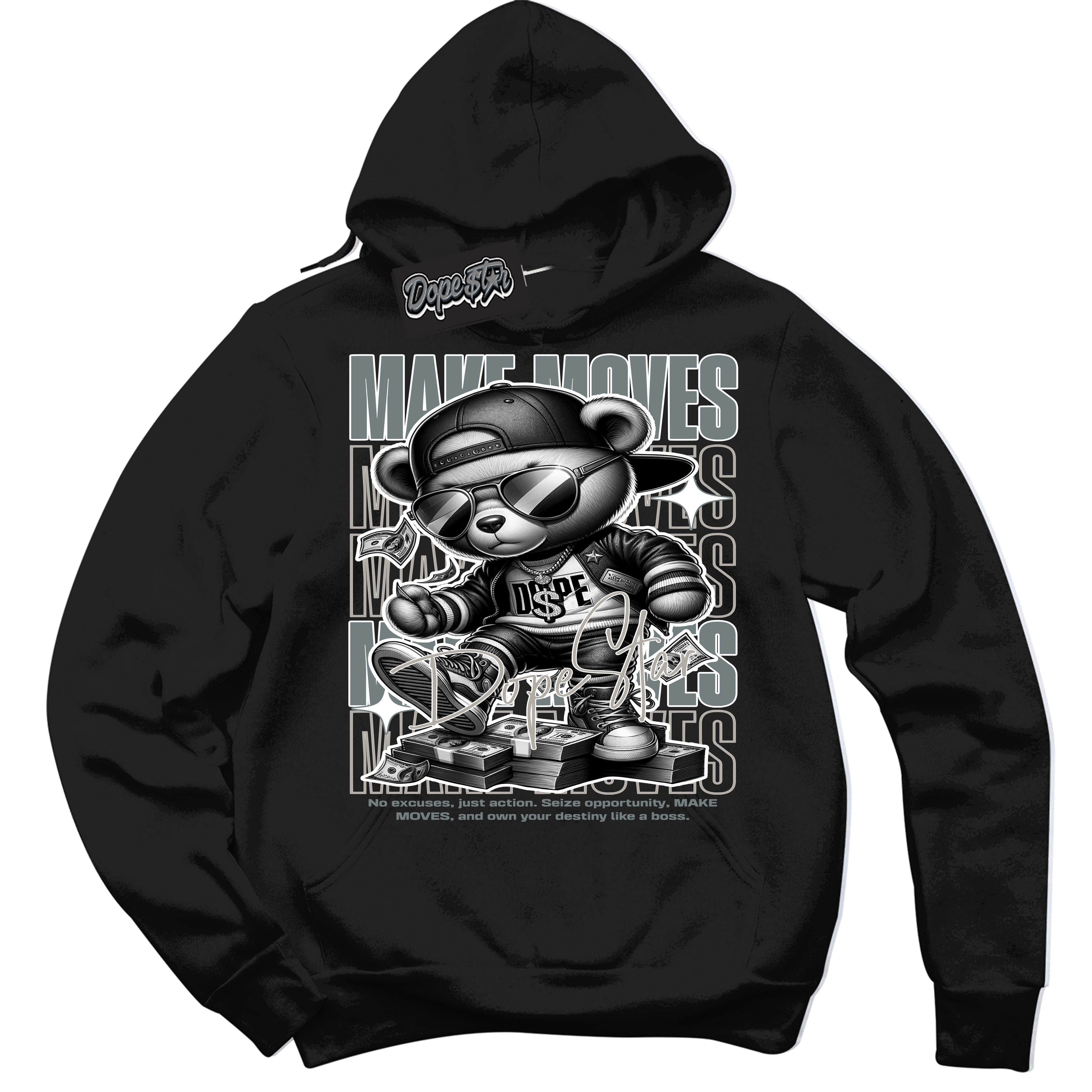 AJ9 Retro Cool Grey ‘Make Moves’ – Black Streetwear Hoodie | Sneaker Matching sweatshirt for AJ9 Retro Cool Grey | Men's and Women's Streetwear Graphic Hoodie by Sneaker Shirts Outlet