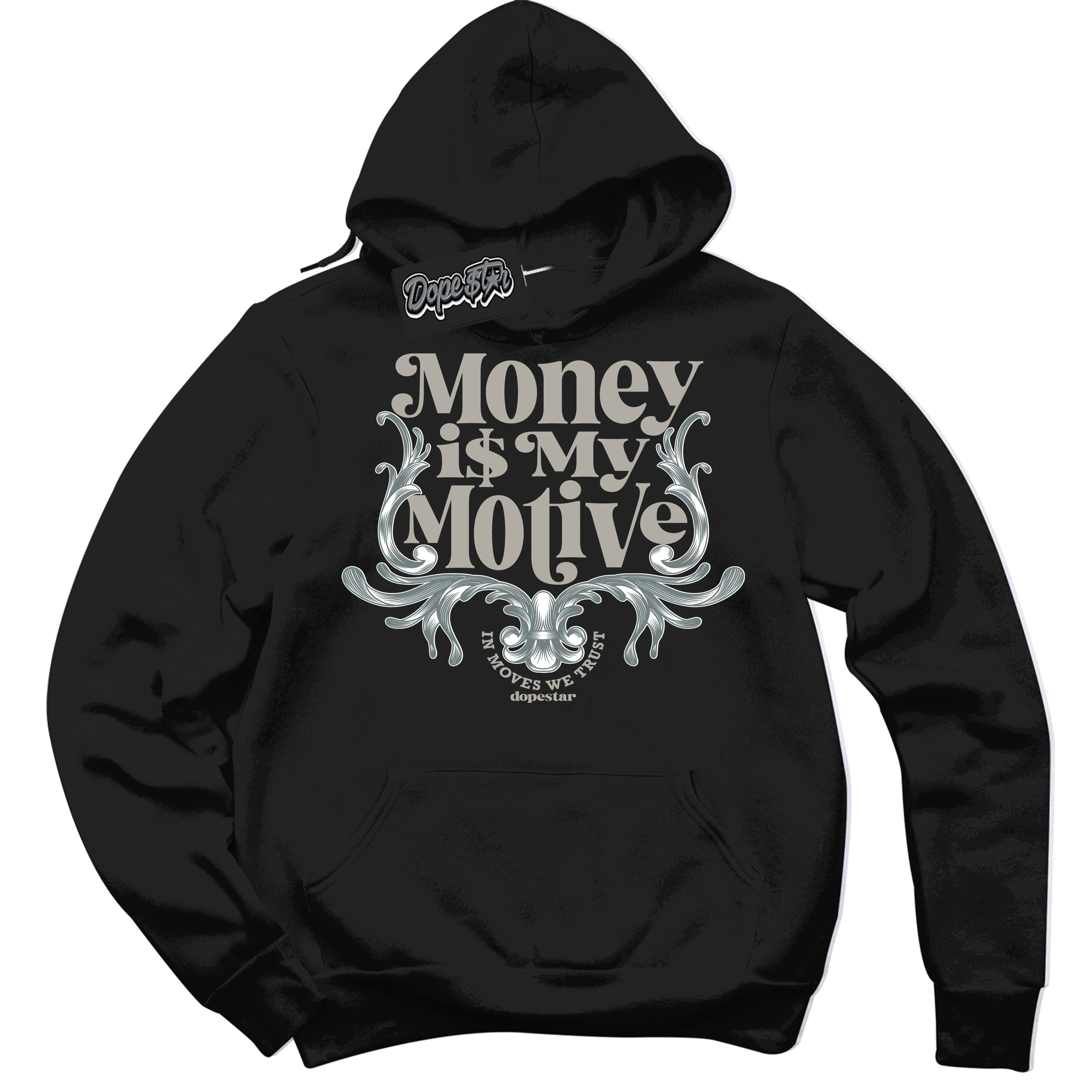 AJ9 Retro Cool Grey ‘Money Is My Motive’ – Black Streetwear Hoodie | Sneaker Matching sweatshirt for AJ9 Retro Cool Grey | Men's and Women's Streetwear Graphic Hoodie by Sneaker Shirts Outlet
