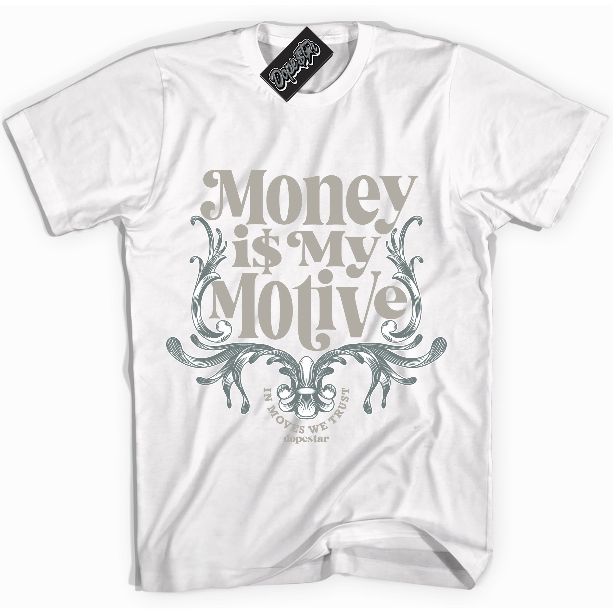 AJ9 Retro Cool Grey ‘Money Is My Motive’ – White Streetwear T-Shirt | Sneaker Matching shirt for AJ9 Retro Cool Grey | Men's and Women's Streetwear Graphic Tee by Sneaker Shirts Outlet.