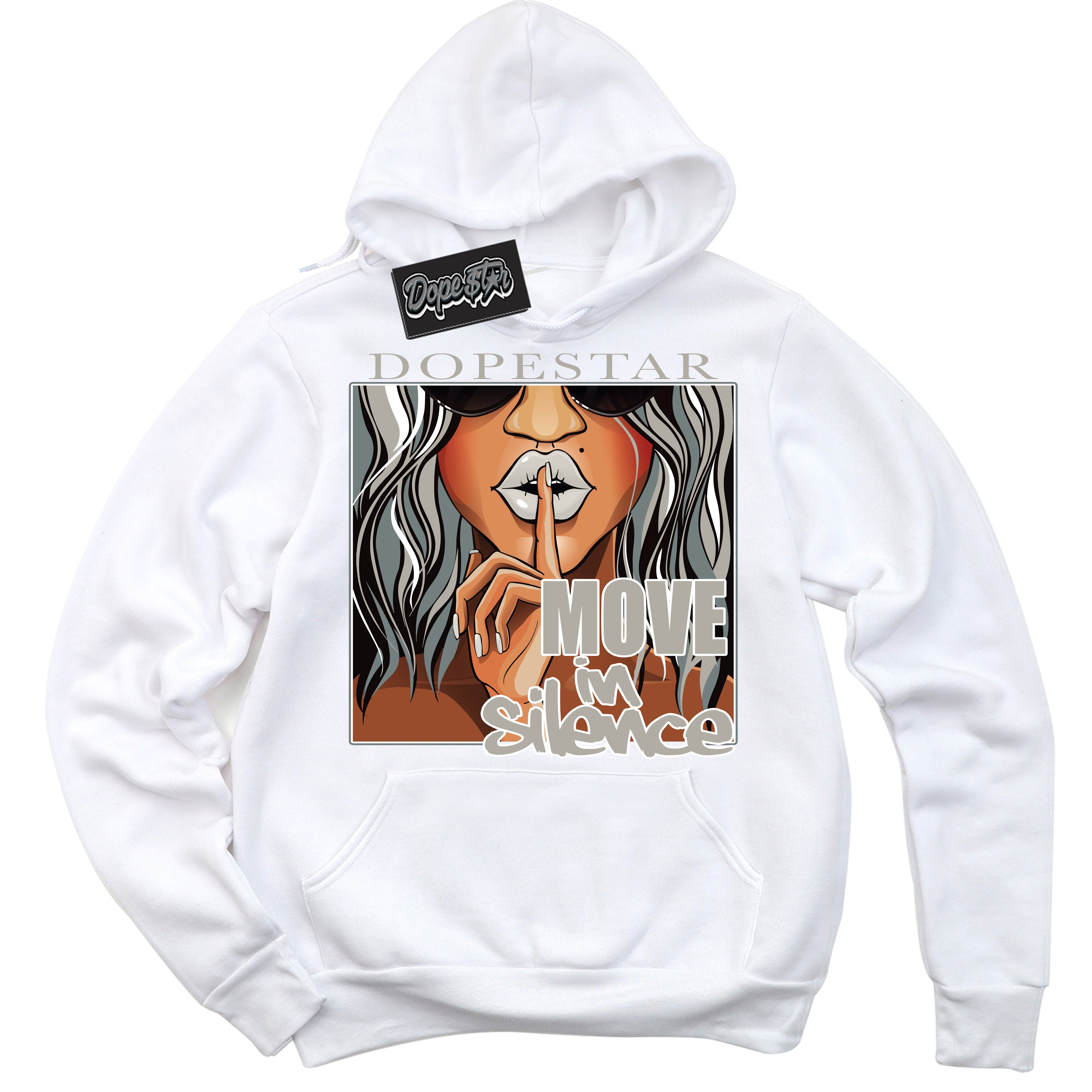 AJ9 Retro Cool Grey ‘Move In Silence’ – White Streetwear Hoodie | Sneaker Matching sweatshirt for AJ9 Retro Cool Grey | Men's and Women's Streetwear Graphic Hoodie by Sneaker Shirts Outlet