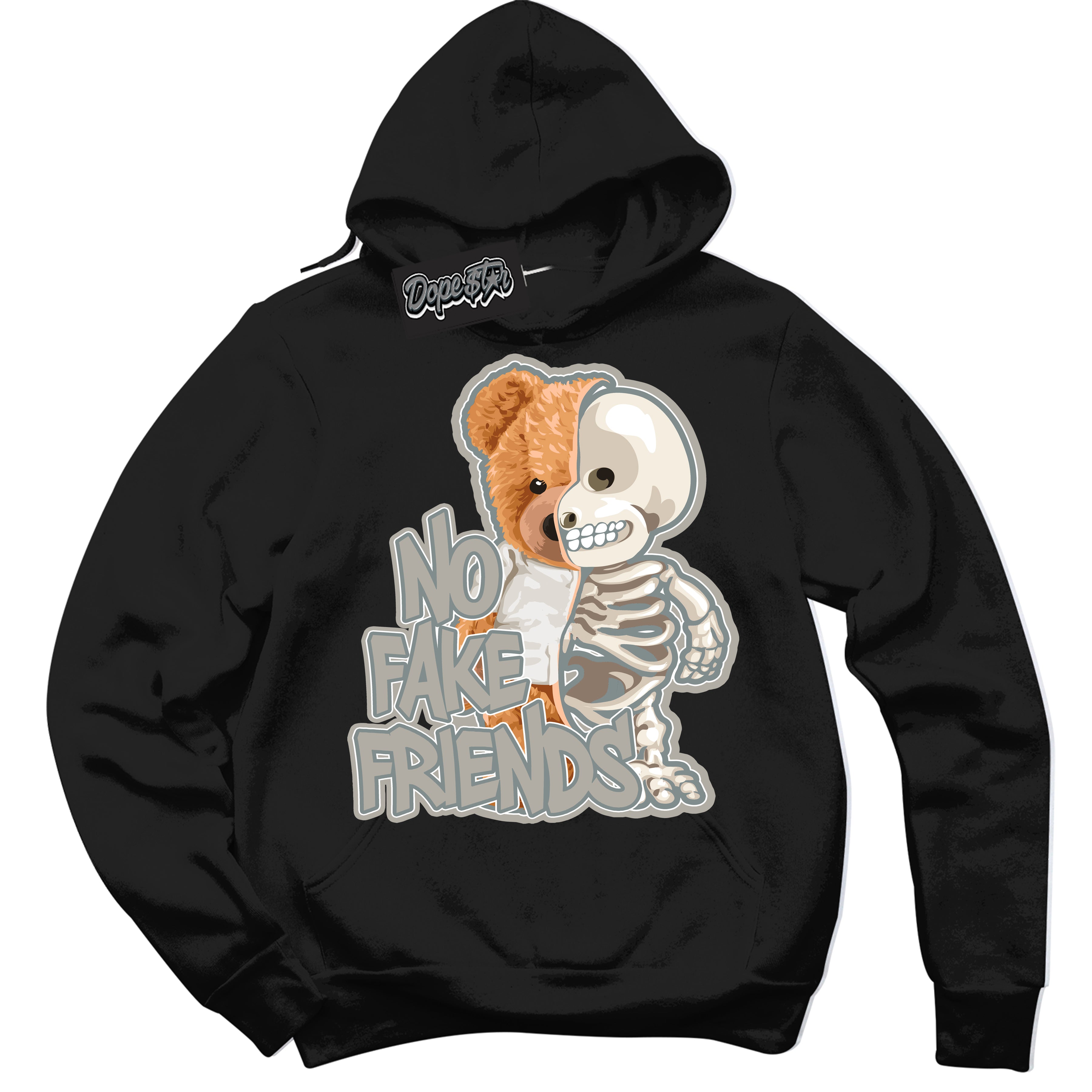 AJ9 Retro Cool Grey ‘No Fake Friends’ – Black Streetwear Hoodie | Sneaker Matching sweatshirt for AJ9 Retro Cool Grey | Men's and Women's Streetwear Graphic Hoodie by Sneaker Shirts Outlet