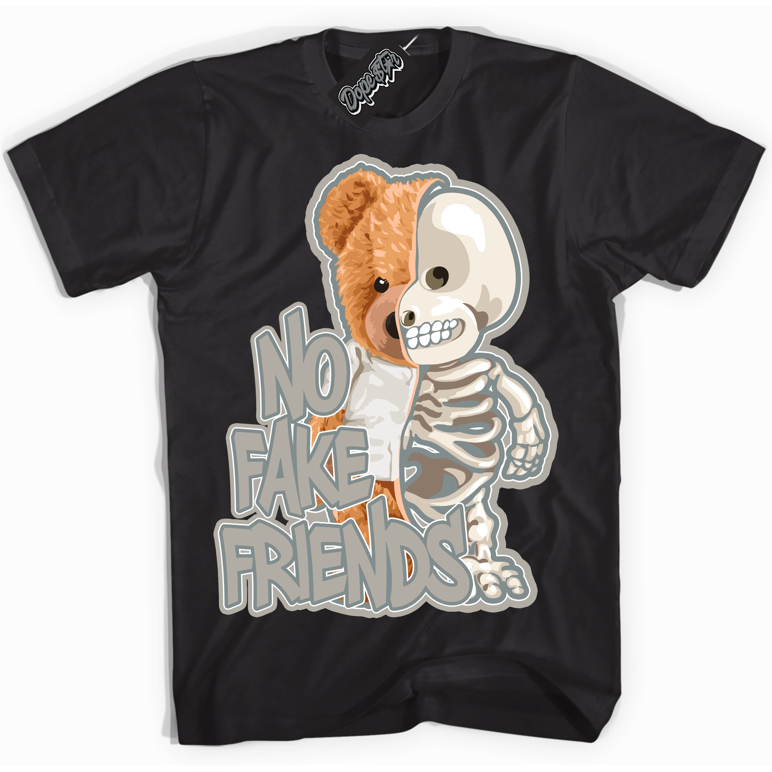 AJ9 Retro Cool Grey ‘No Fake Friends’ – Black Streetwear T-Shirt | Sneaker Matching shirt for AJ9 Retro Cool Grey | Men's and Women's Streetwear Graphic Tee by Sneaker Shirts Outlet.