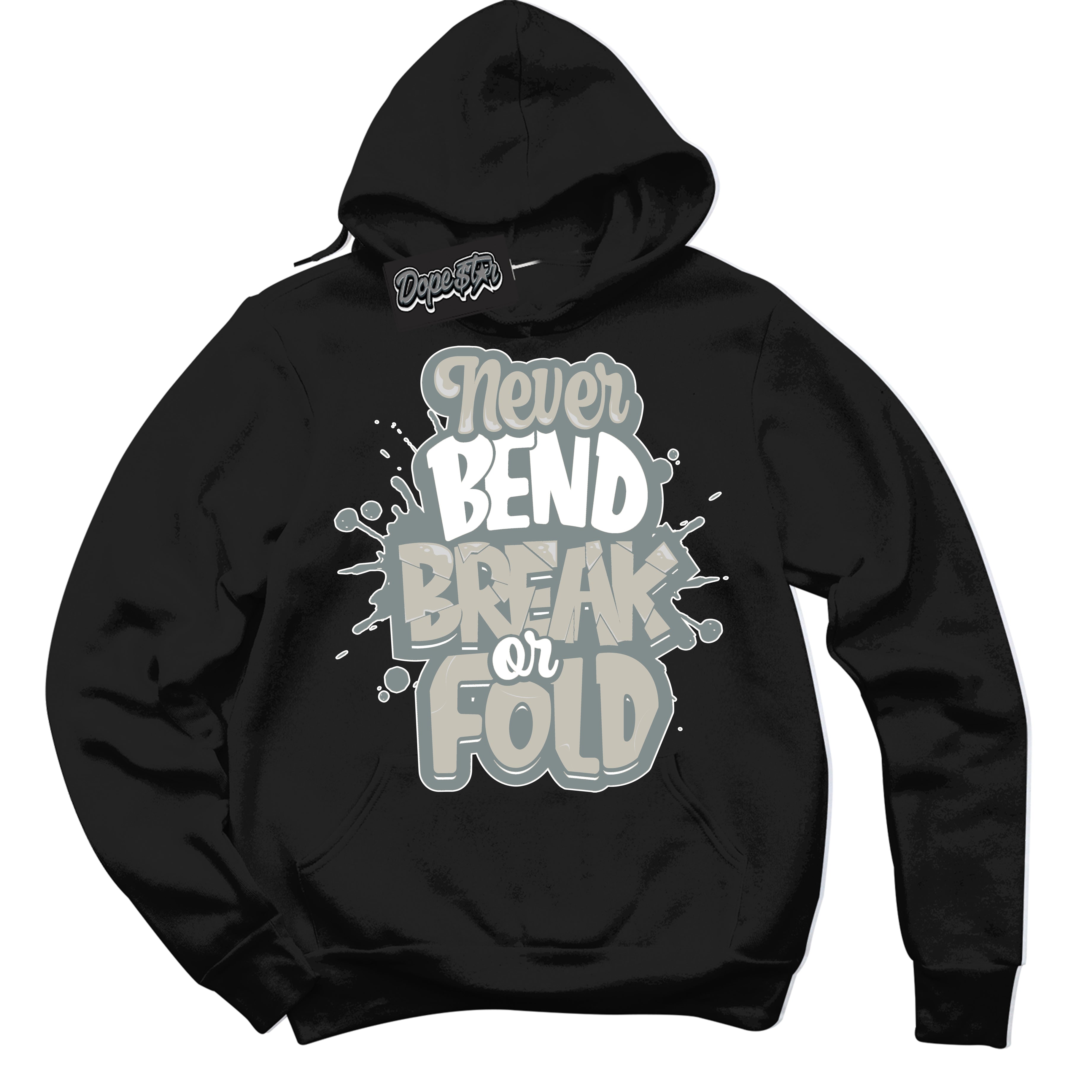 AJ9 Retro Cool Grey ‘Never Bend Break Or Fold’ – Black Streetwear Hoodie | Sneaker Matching sweatshirt for AJ9 Retro Cool Grey | Men's and Women's Streetwear Graphic Hoodie by Sneaker Shirts Outlet