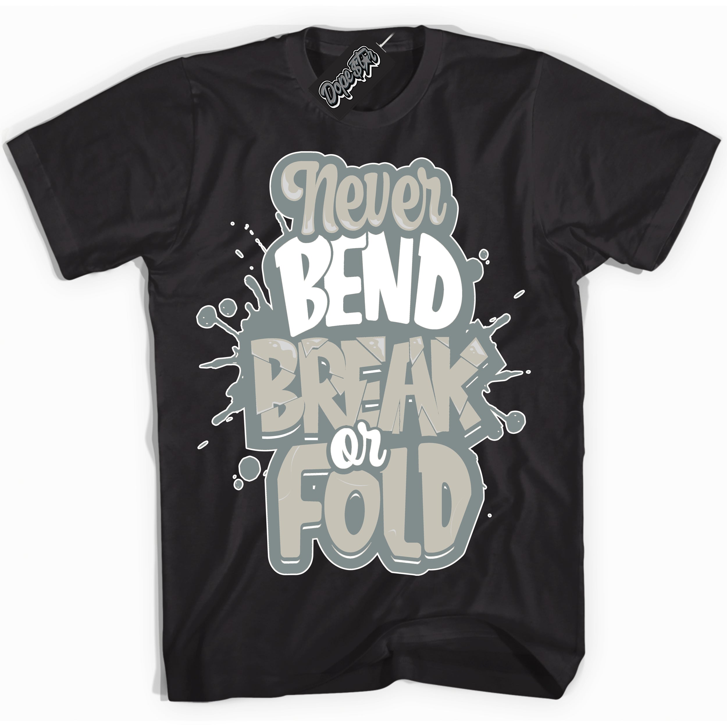 AJ9 Retro Cool Grey ‘Never Bend Break Or Fold’ – Black Streetwear T-Shirt | Sneaker Matching shirt for AJ9 Retro Cool Grey | Men's and Women's Streetwear Graphic Tee by Sneaker Shirts Outlet.