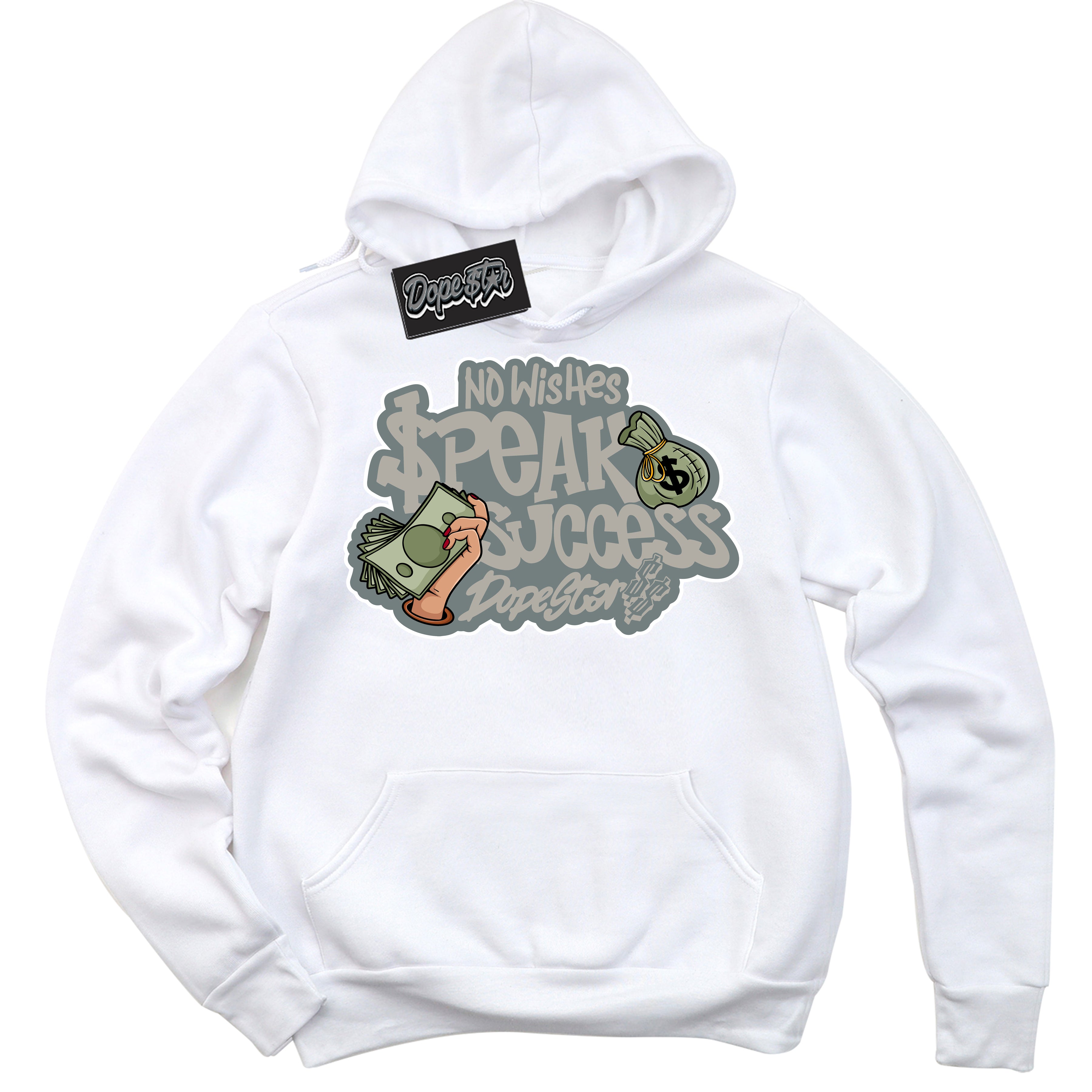 AJ9 Retro Cool Grey ‘No Wish Speak Success’ – White Streetwear Hoodie | Sneaker Matching sweatshirt for AJ9 Retro Cool Grey | Men's and Women's Streetwear Graphic Hoodie by Sneaker Shirts Outlet