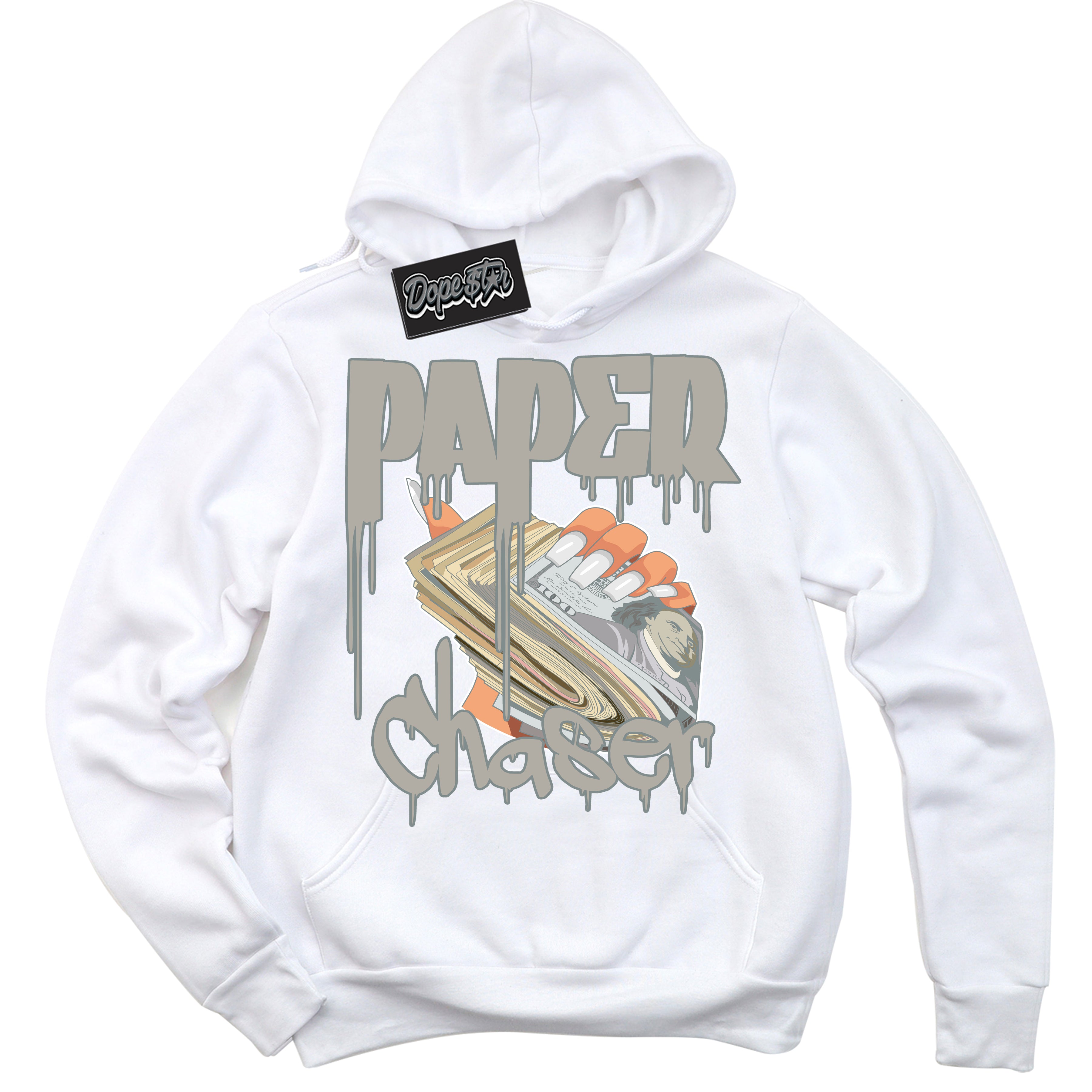 AJ9 Retro Cool Grey ‘Paper Chaser’ – White Streetwear Hoodie | Sneaker Matching sweatshirt for AJ9 Retro Cool Grey | Men's and Women's Streetwear Graphic Hoodie by Sneaker Shirts Outlet
