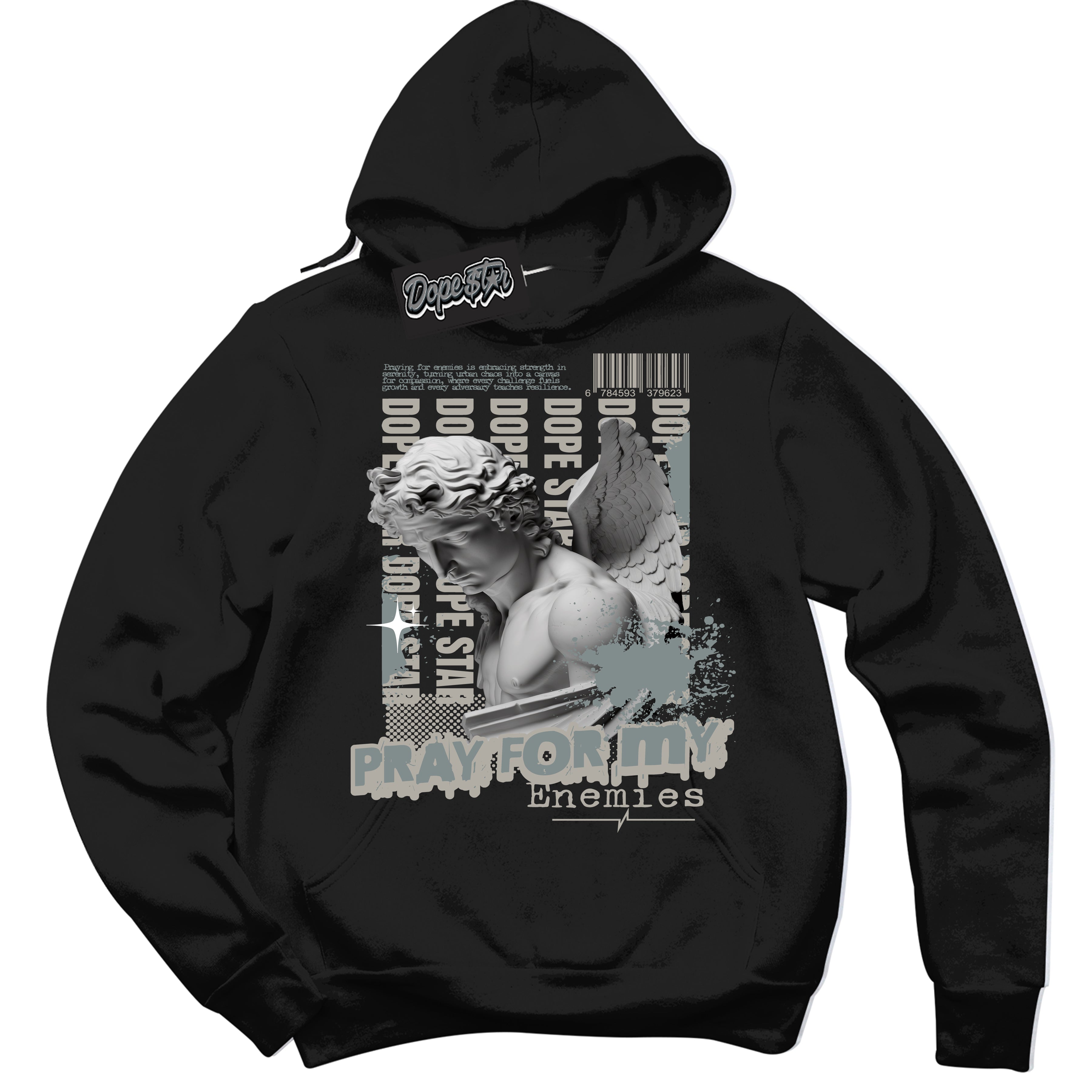 AJ9 Retro Cool Grey ‘Pray Enemies’ – Black Streetwear Hoodie | Sneaker Matching sweatshirt for AJ9 Retro Cool Grey | Men's and Women's Streetwear Graphic Hoodie by Sneaker Shirts Outlet