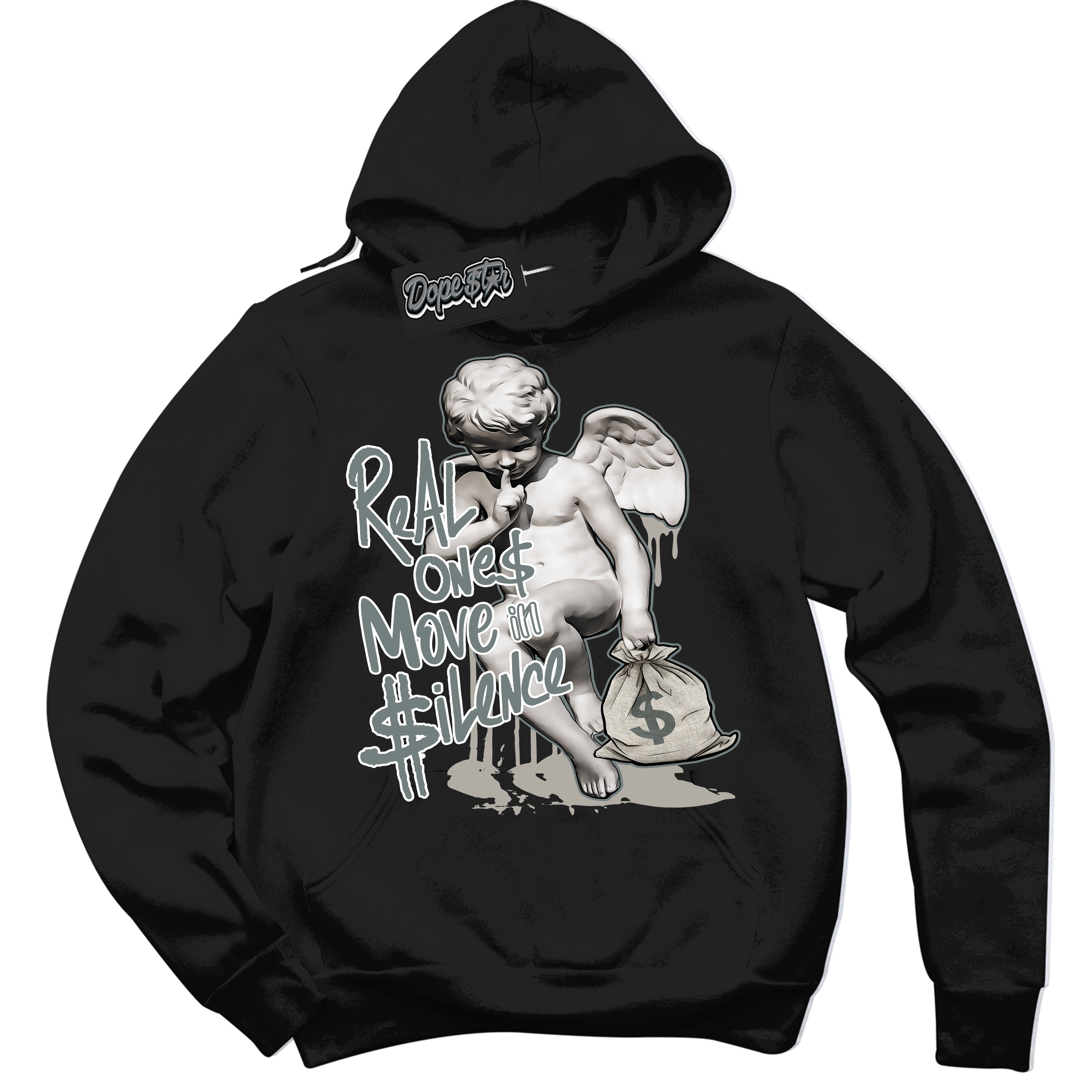 AJ9 Retro Cool Grey ‘Real Ones Cherub’ – Black Streetwear Hoodie | Sneaker Matching sweatshirt for AJ9 Retro Cool Grey | Men's and Women's Streetwear Graphic Hoodie by Sneaker Shirts Outlet