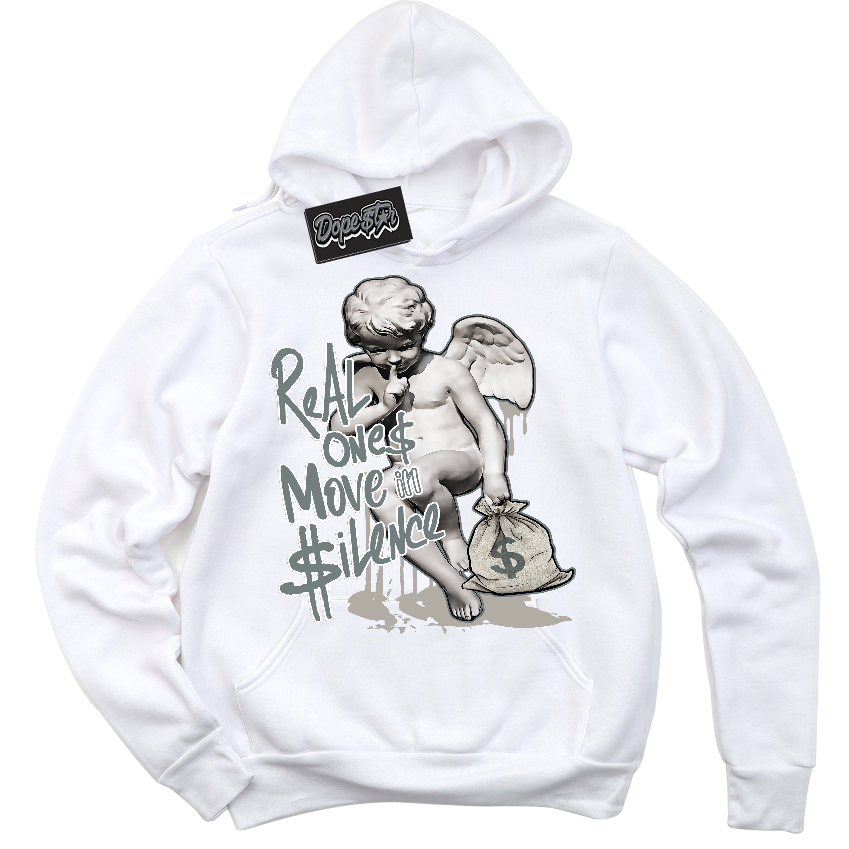 AJ9 Retro Cool Grey ‘Real Ones Cherub’ – White Streetwear Hoodie | Sneaker Matching sweatshirt for AJ9 Retro Cool Grey | Men's and Women's Streetwear Graphic Hoodie by Sneaker Shirts Outlet