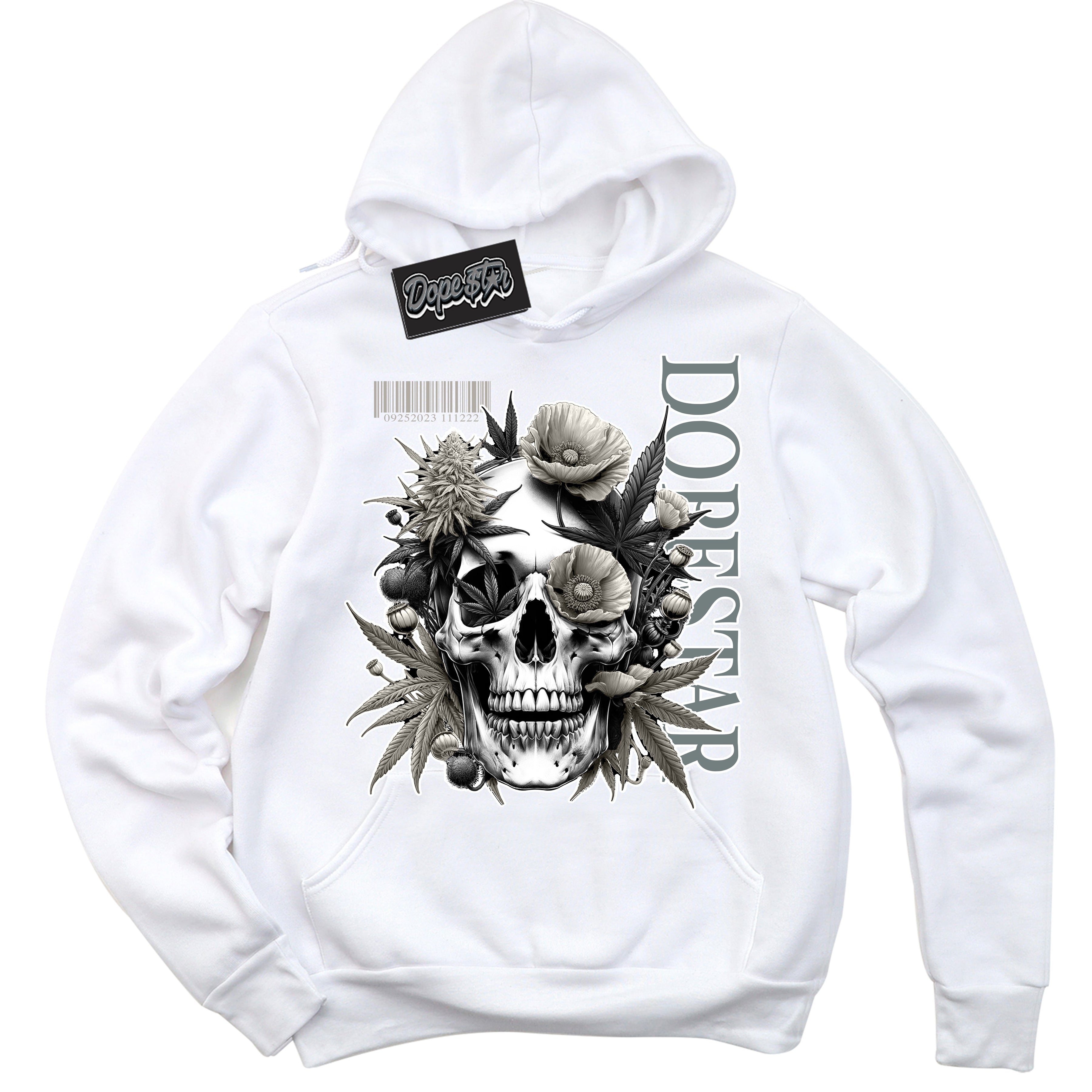 AJ9 Retro Cool Grey ‘Skull Poppies’ – White Streetwear Hoodie | Sneaker Matching sweatshirt for AJ9 Retro Cool Grey | Men's and Women's Streetwear Graphic Hoodie by Sneaker Shirts Outlet