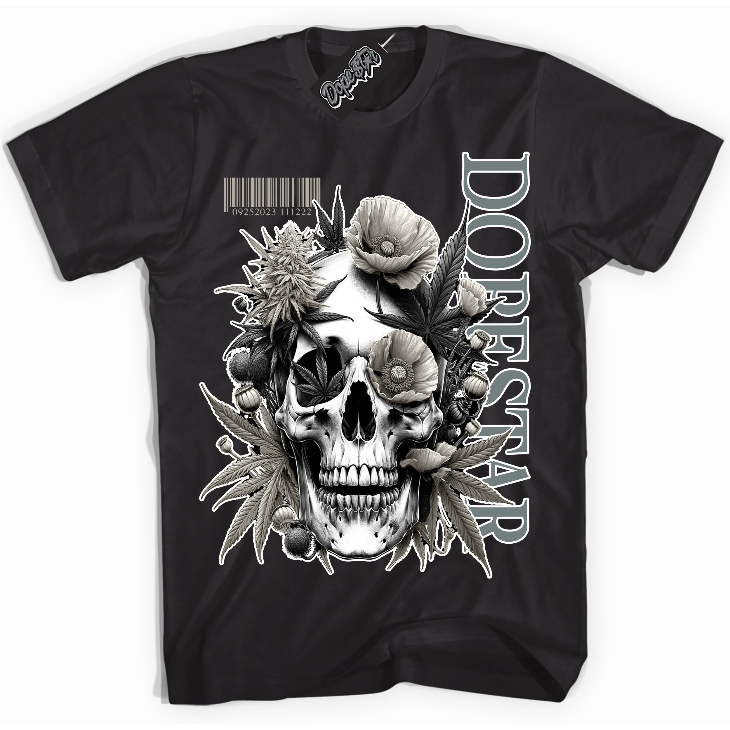 AJ9 Retro Cool Grey ‘Skull Poppies’ – Black Streetwear T-Shirt | Sneaker Matching shirt for AJ9 Retro Cool Grey | Men's and Women's Streetwear Graphic Tee by Sneaker Shirts Outlet.