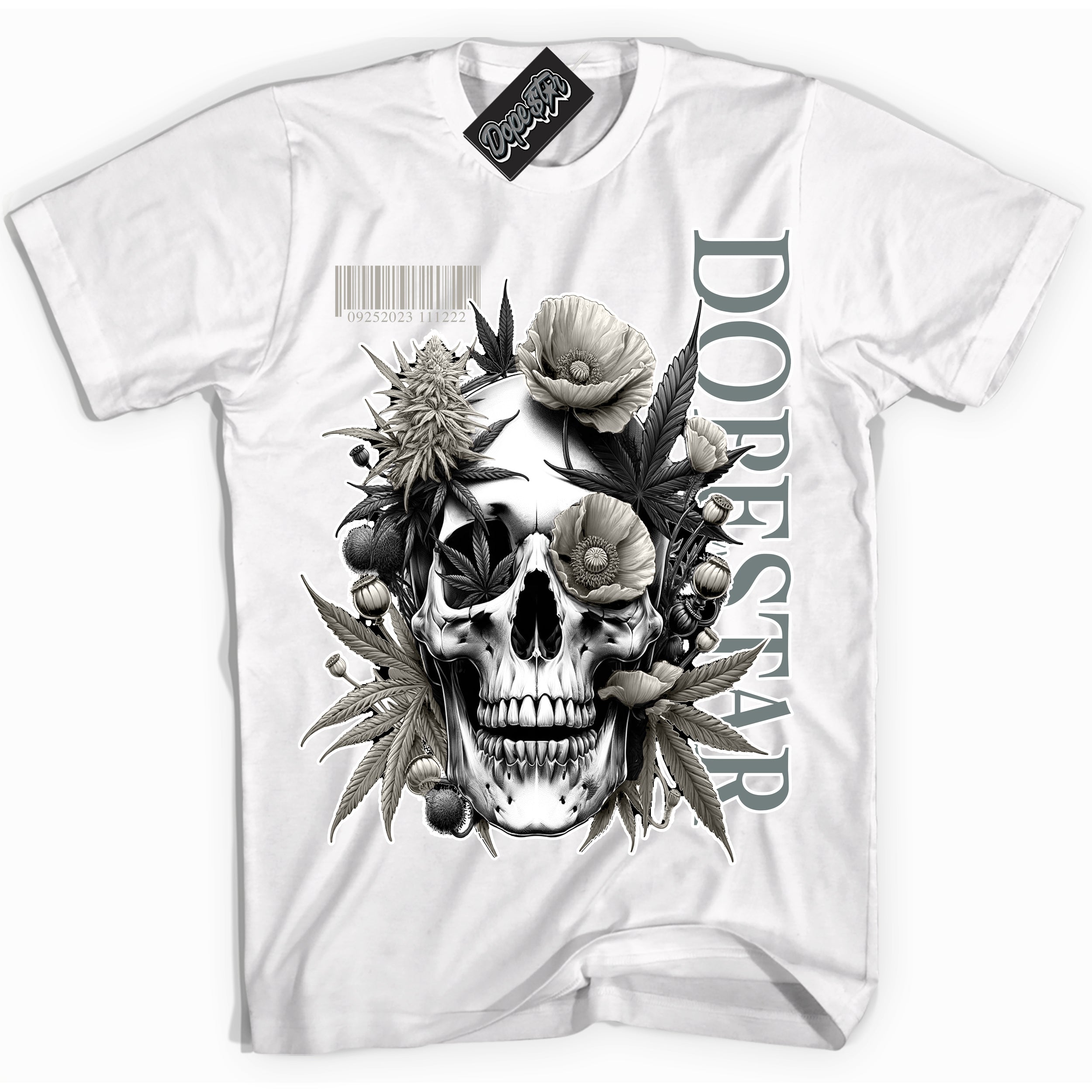 AJ9 Retro Cool Grey ‘Skull Poppies’ – White Streetwear T-Shirt | Sneaker Matching shirt for AJ9 Retro Cool Grey | Men's and Women's Streetwear Graphic Tee by Sneaker Shirts Outlet.