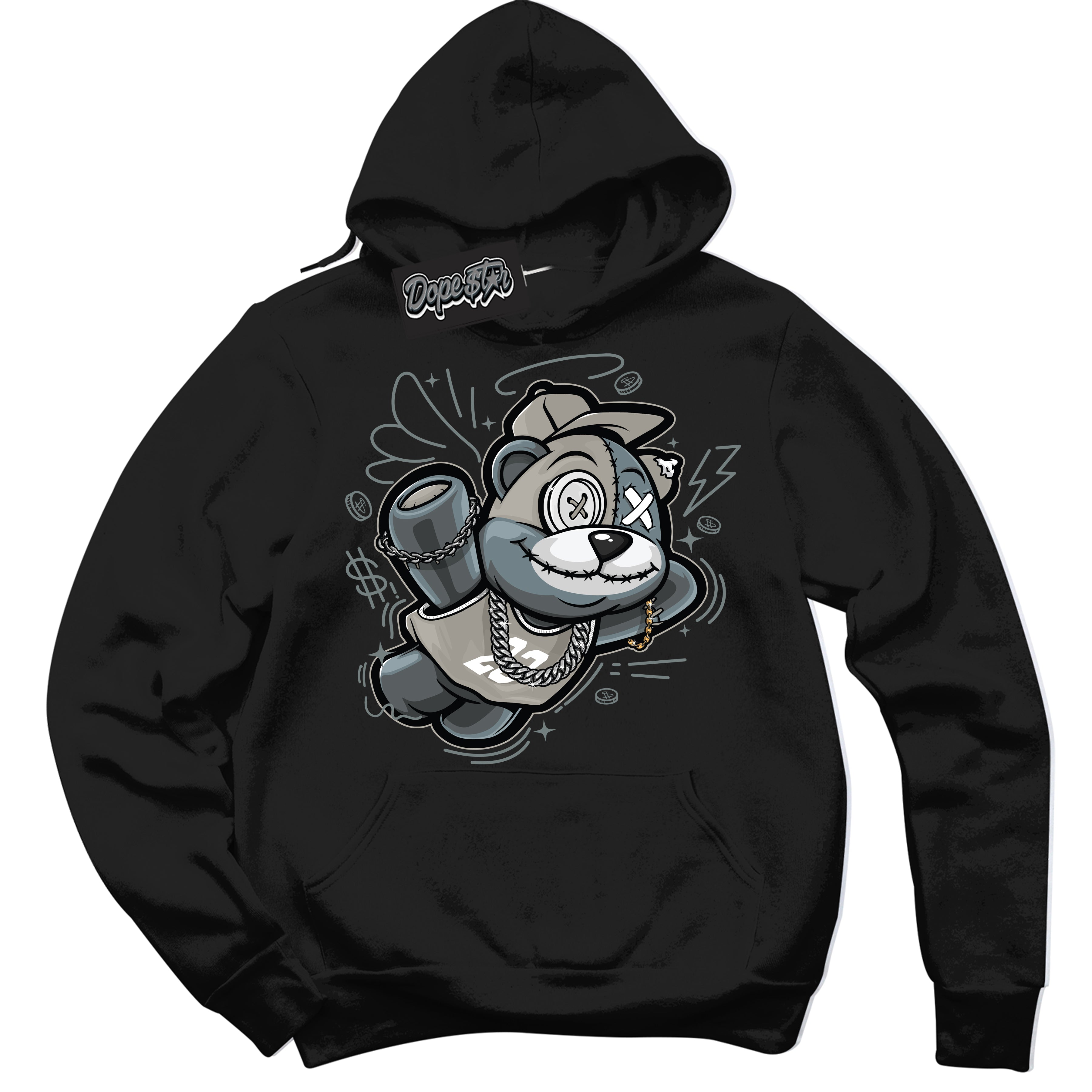 AJ9 Retro Cool Grey ‘Slam Dunk Bear’ – Black Streetwear Hoodie | Sneaker Matching sweatshirt for AJ9 Retro Cool Grey | Men's and Women's Streetwear Graphic Hoodie by Sneaker Shirts Outlet