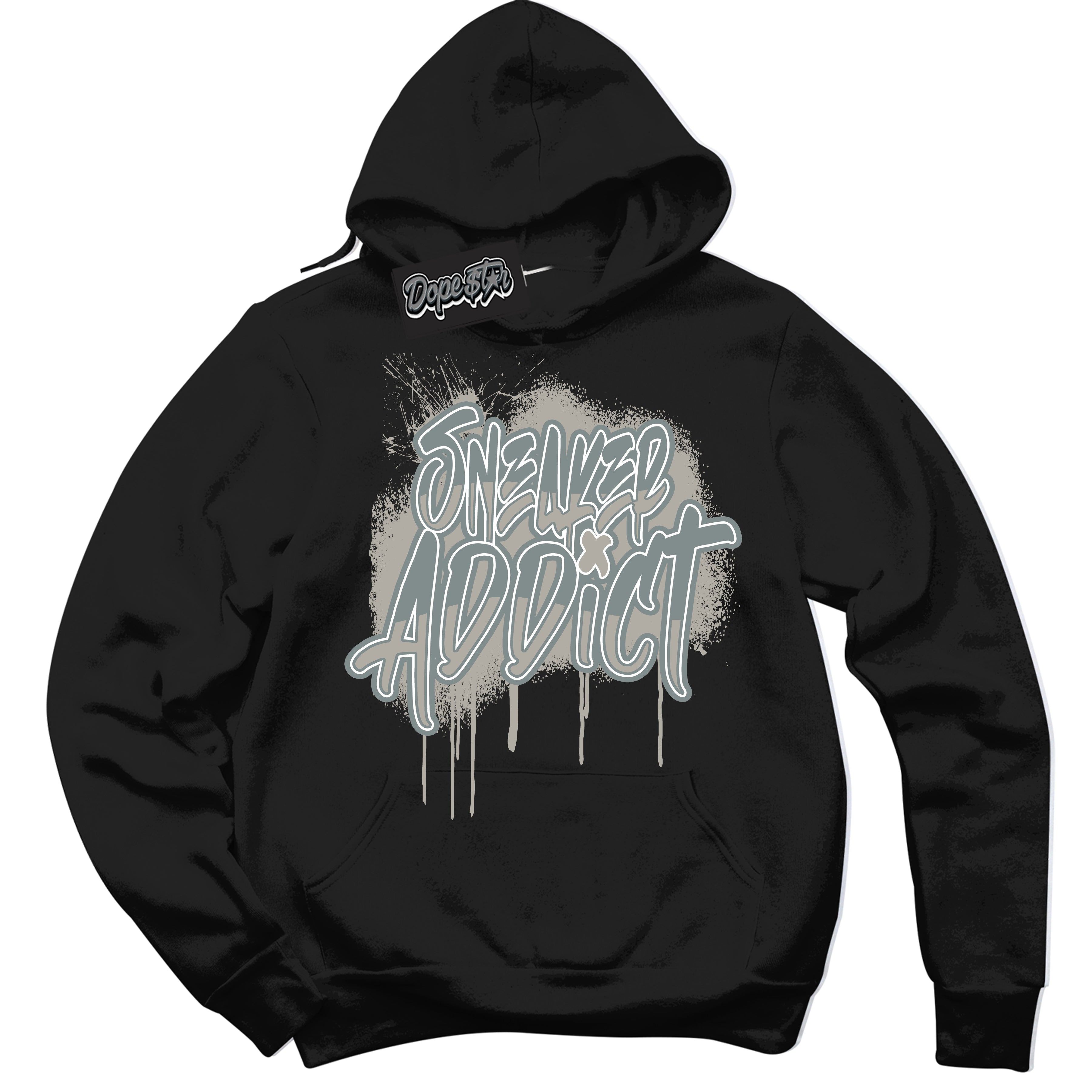 AJ9 Retro Cool Grey ‘Sneaker Addict’ – Black Streetwear Hoodie | Sneaker Matching sweatshirt for AJ9 Retro Cool Grey | Men's and Women's Streetwear Graphic Hoodie by Sneaker Shirts Outlet