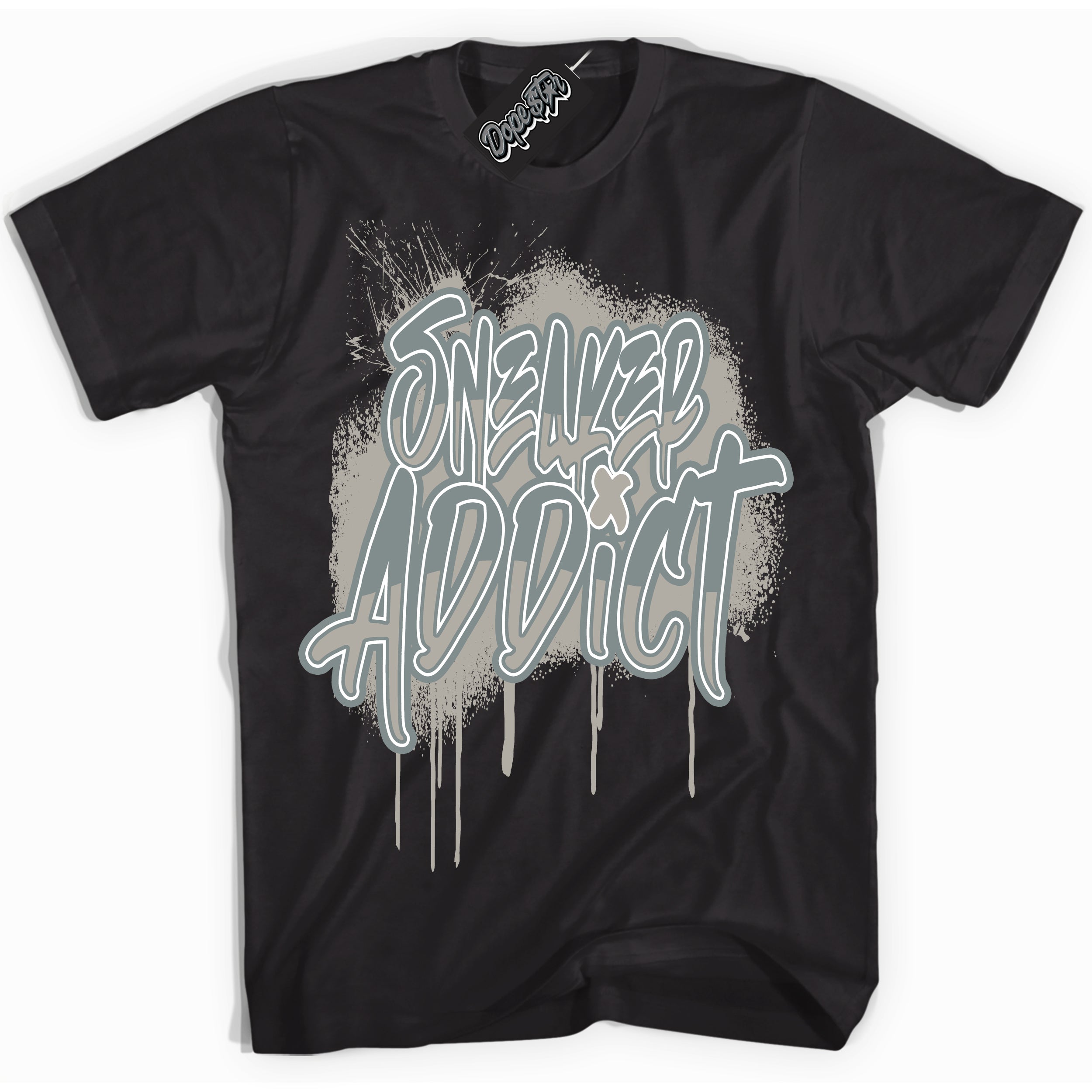 AJ9 Retro Cool Grey ‘Sneaker Addict’ – Black Streetwear T-Shirt | Sneaker Matching shirt for AJ9 Retro Cool Grey | Men's and Women's Streetwear Graphic Tee by Sneaker Shirts Outlet.